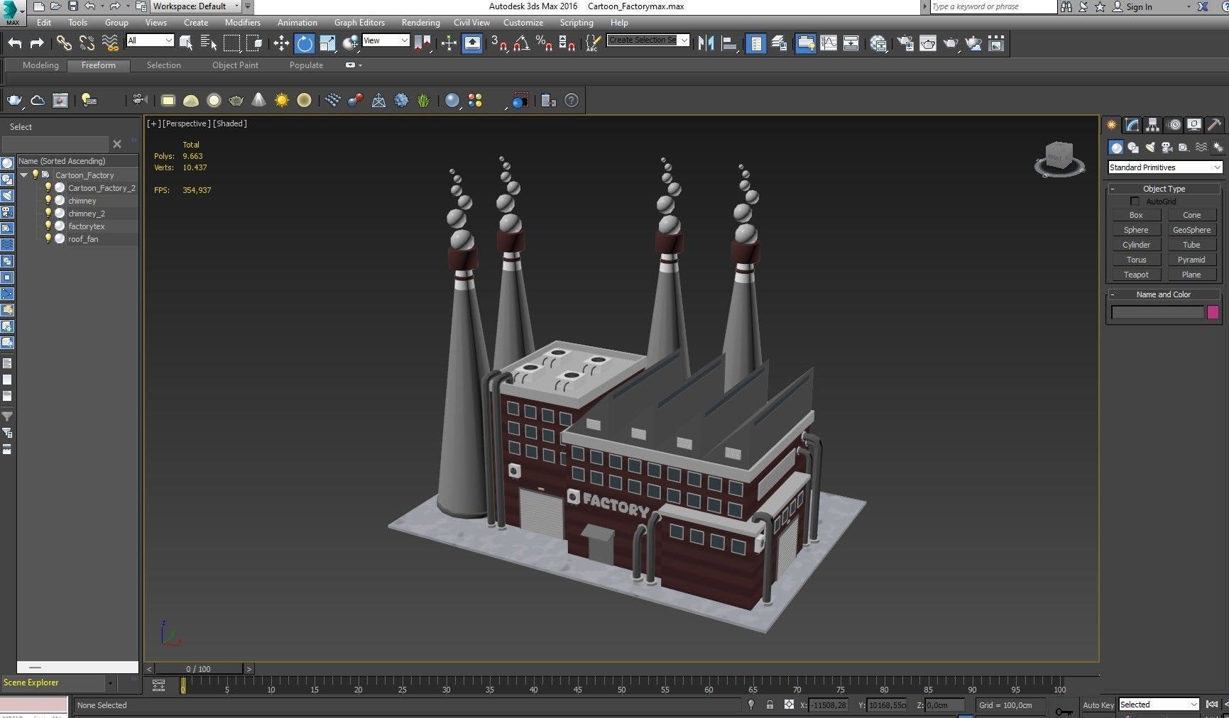 Cartoon Factory Low-poly 3D model_12