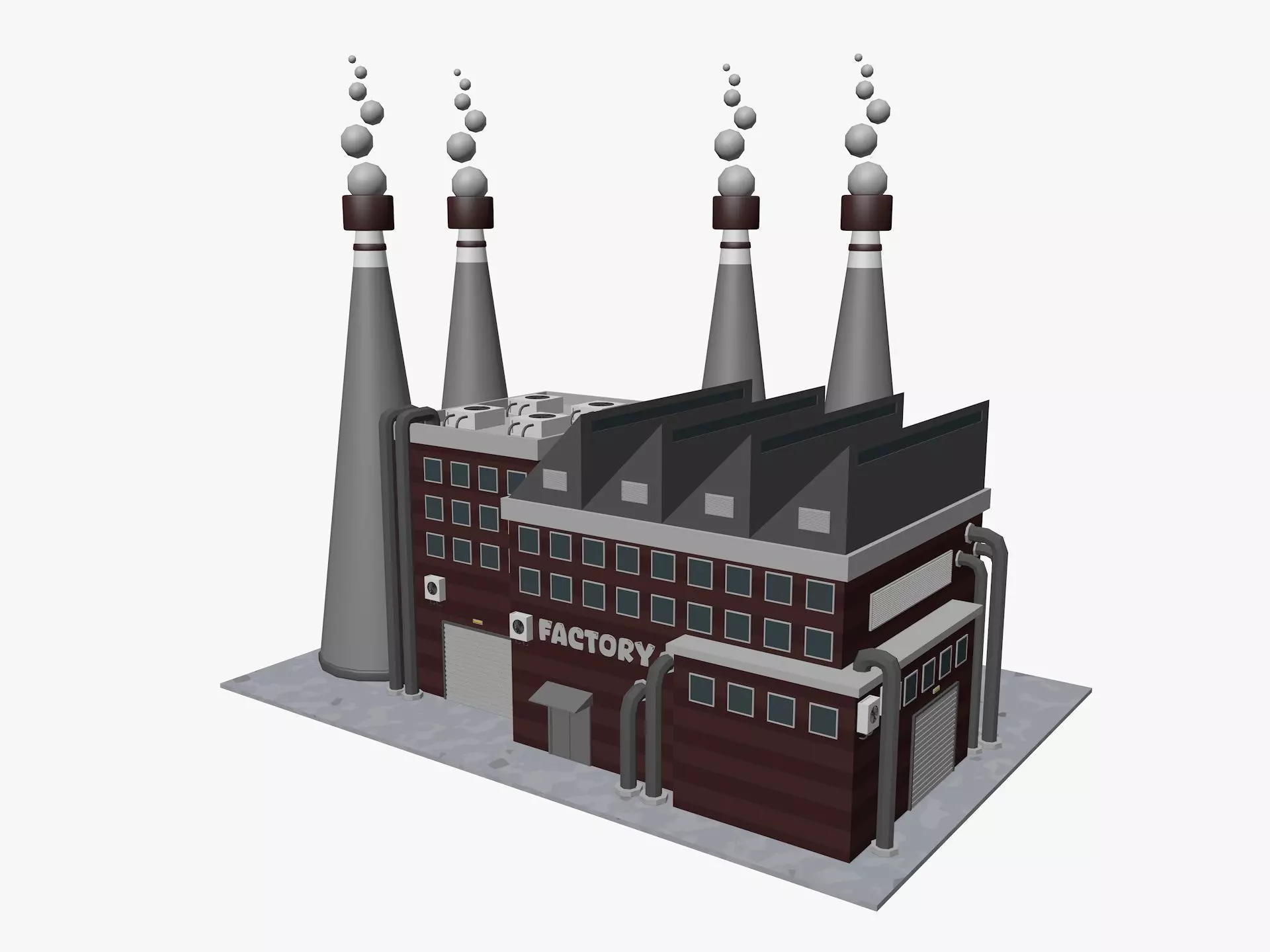 Cartoon Factory Low-poly 3D model_0