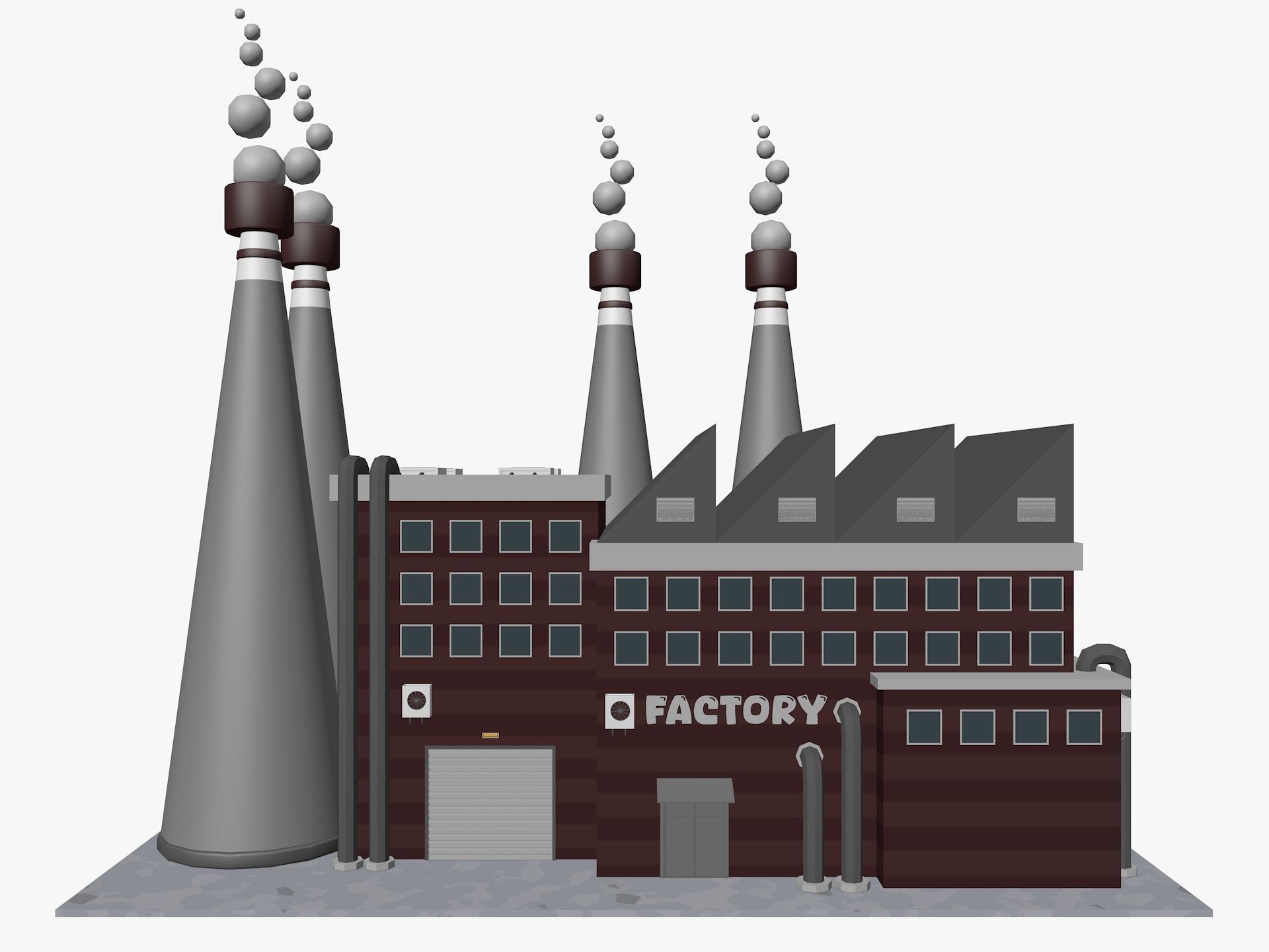 Cartoon Factory Low-poly 3D model_2