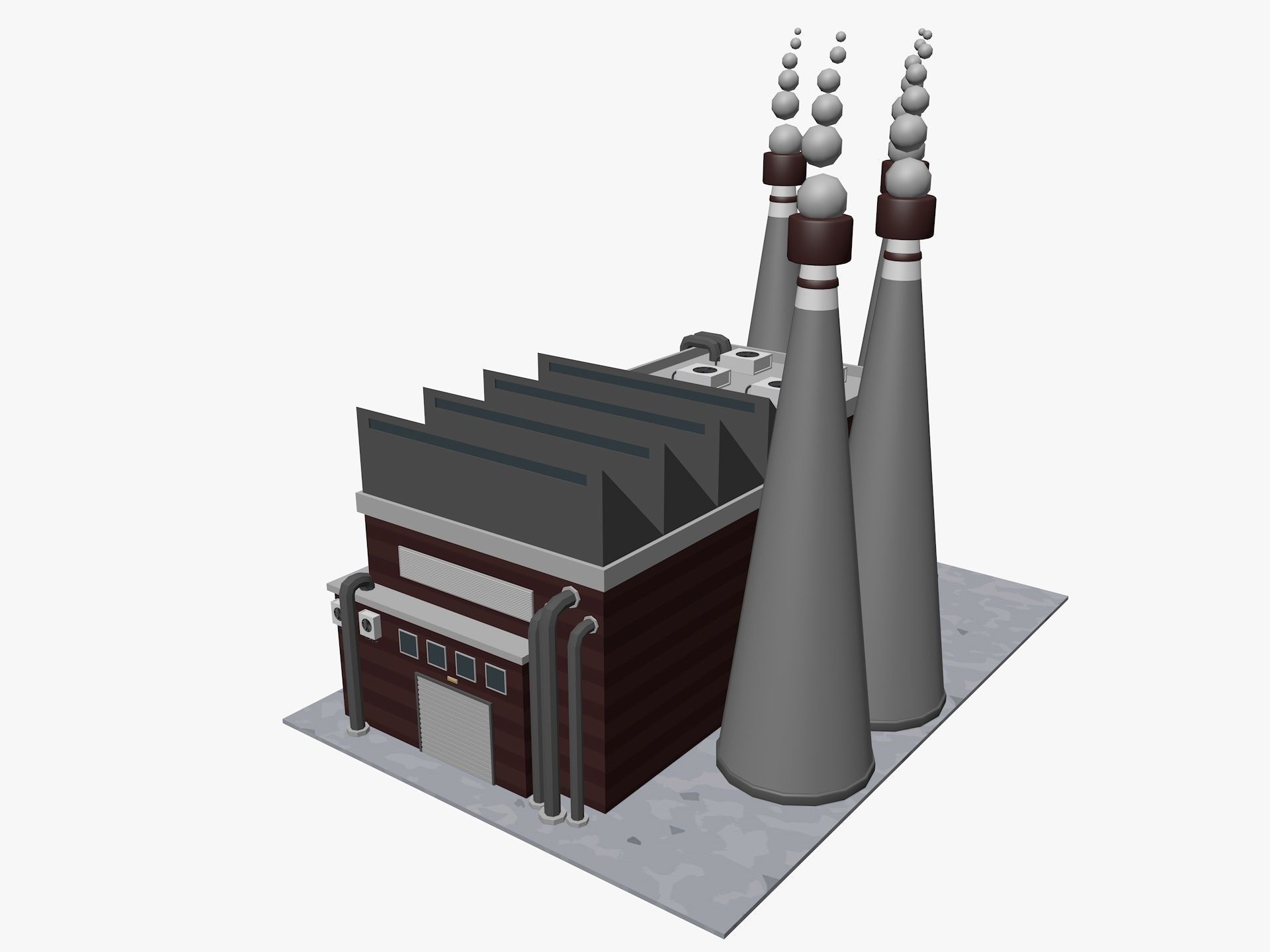 Cartoon Factory Low-poly 3D model_4