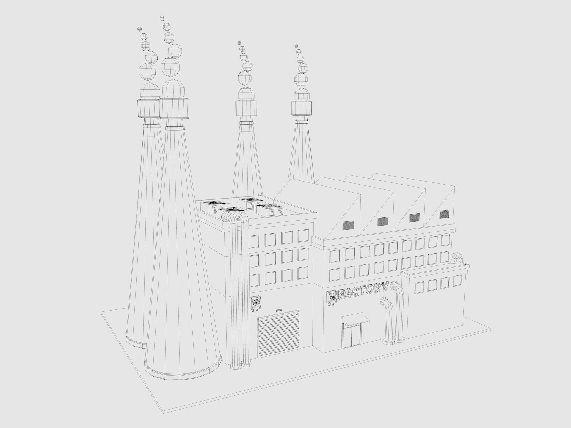 Cartoon Factory Low-poly 3D model_6