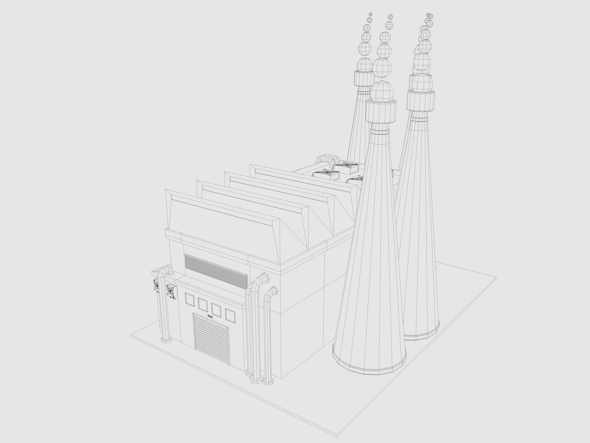 Cartoon Factory Low-poly 3D model_9