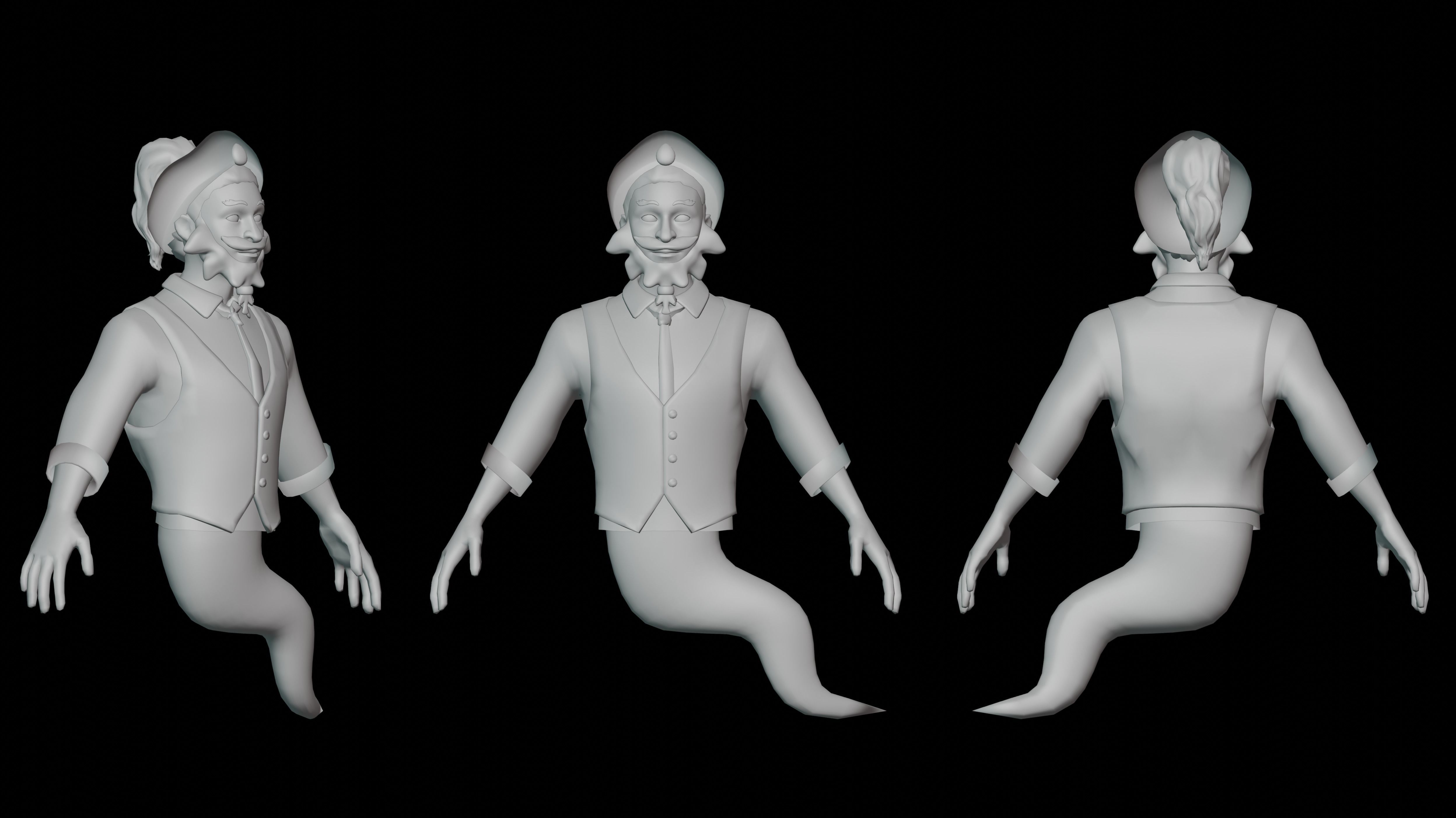 Azure Jinn 3D Character For Animation Low-poly 3D model_2