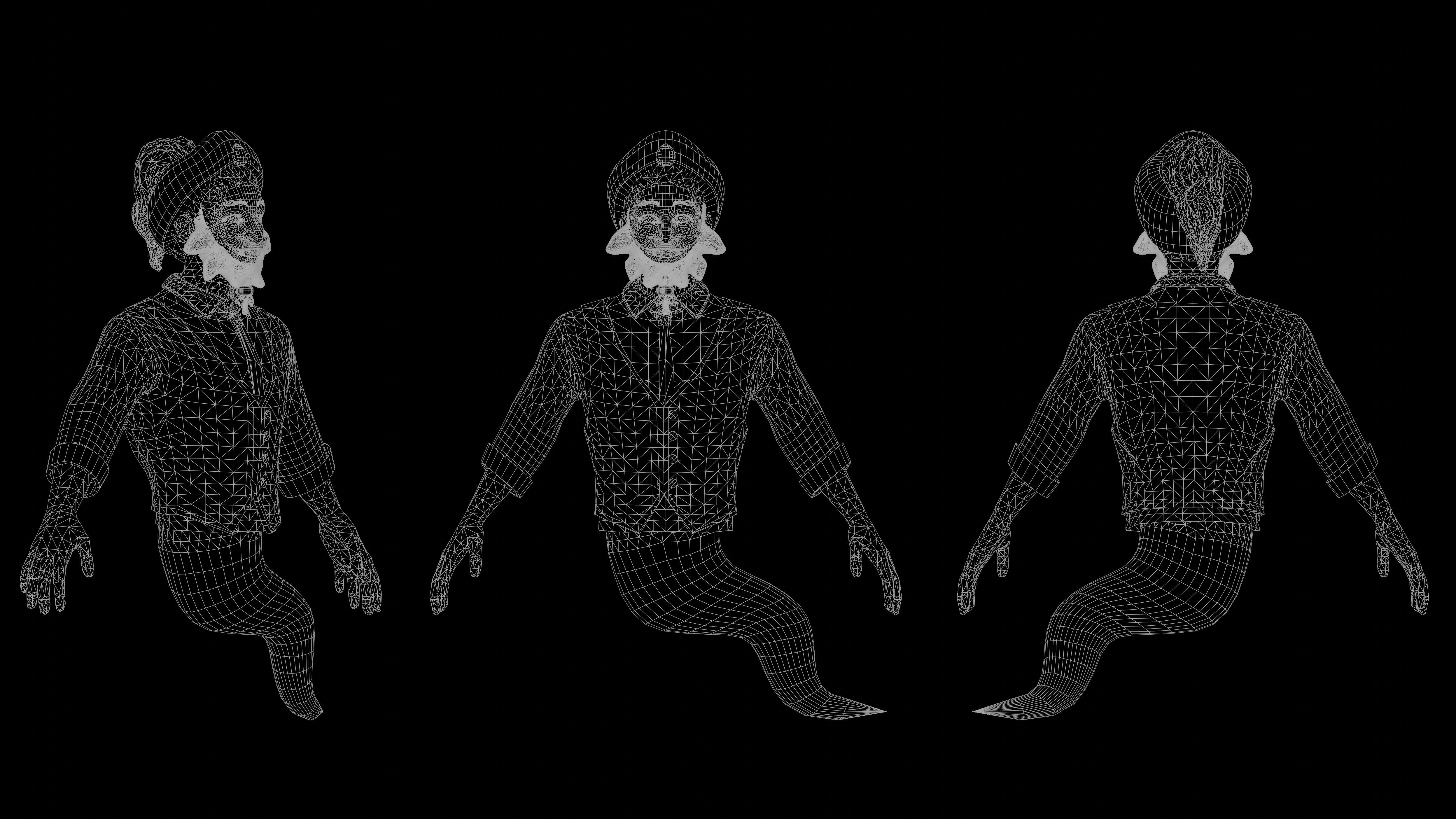 Azure Jinn 3D Character For Animation Low-poly 3D model_3