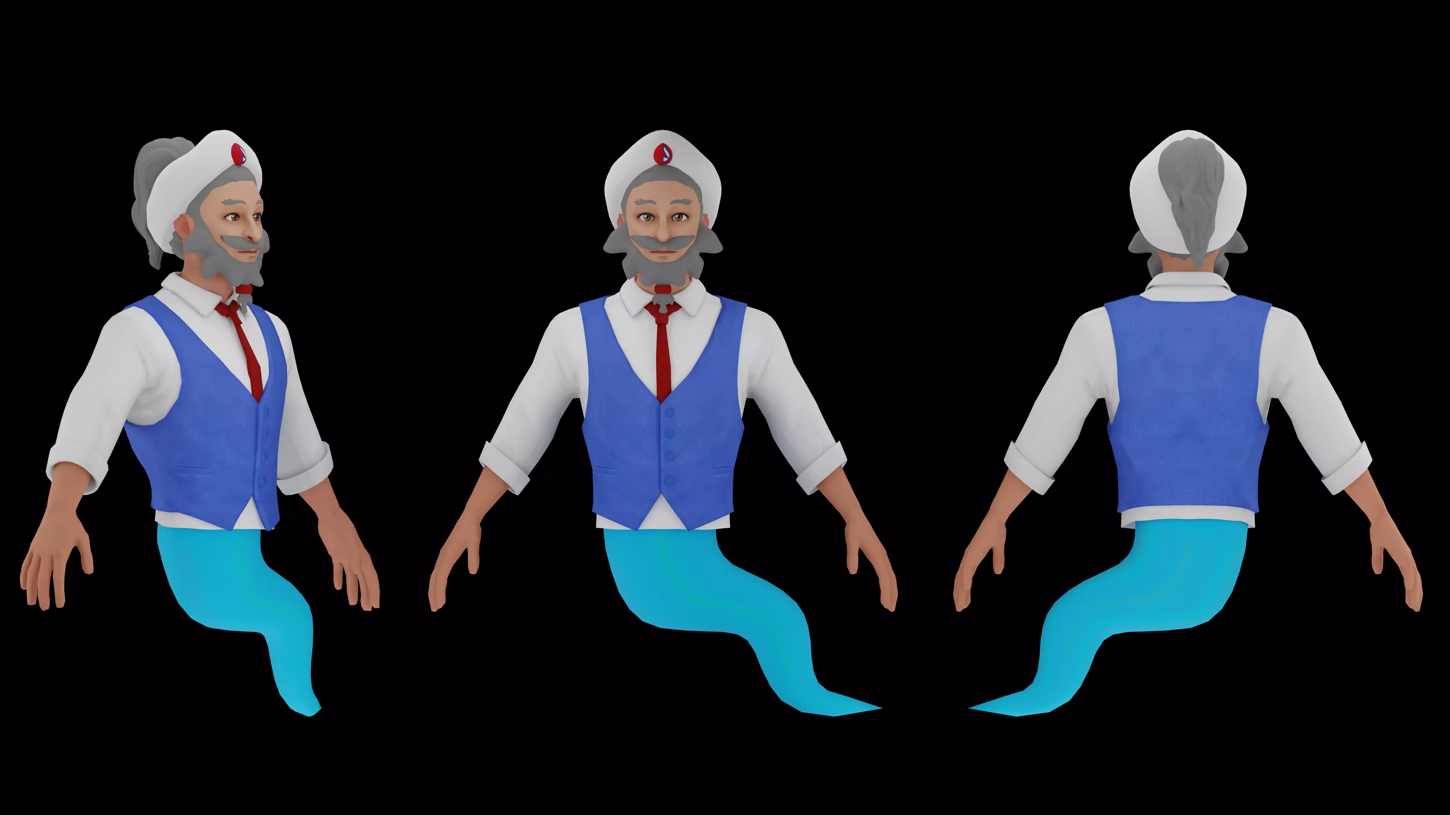 Azure Jinn 3D Character For Animation Low-poly 3D model_0