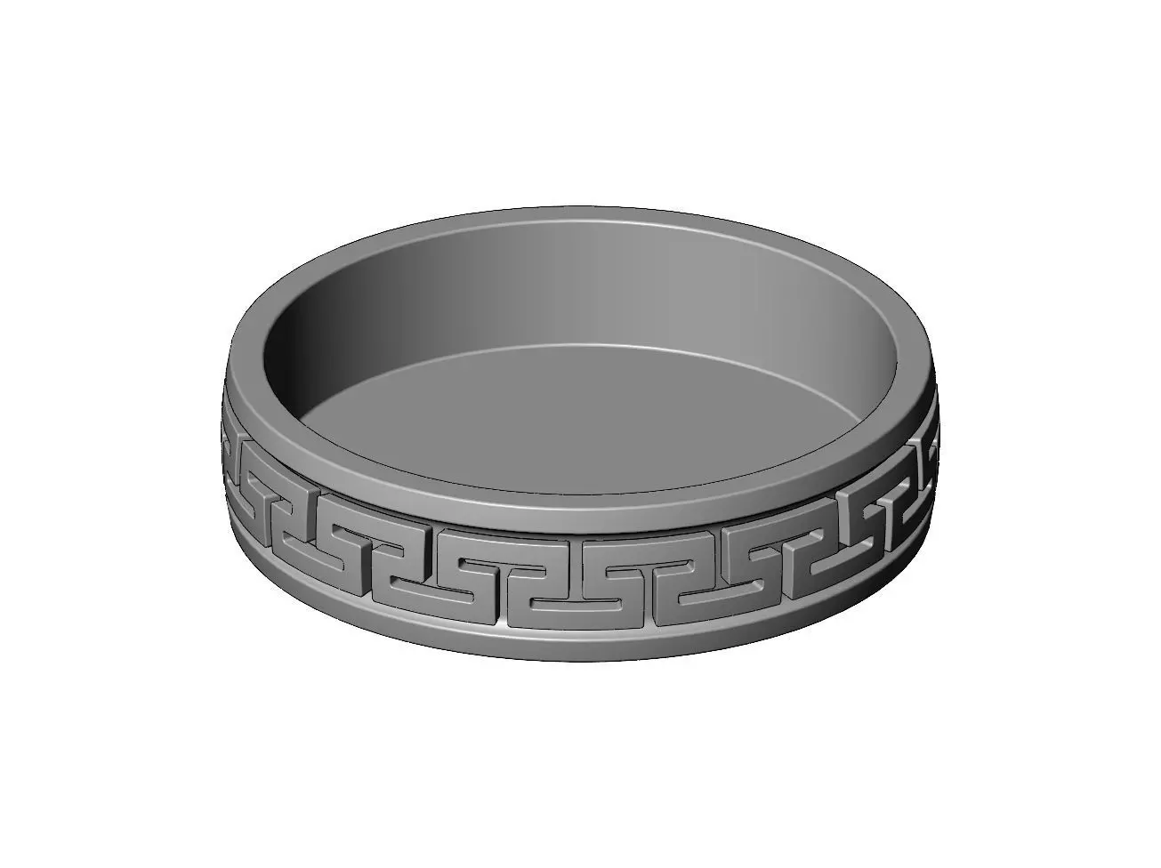 Greek key pattern carved dish and bowl 3D print model