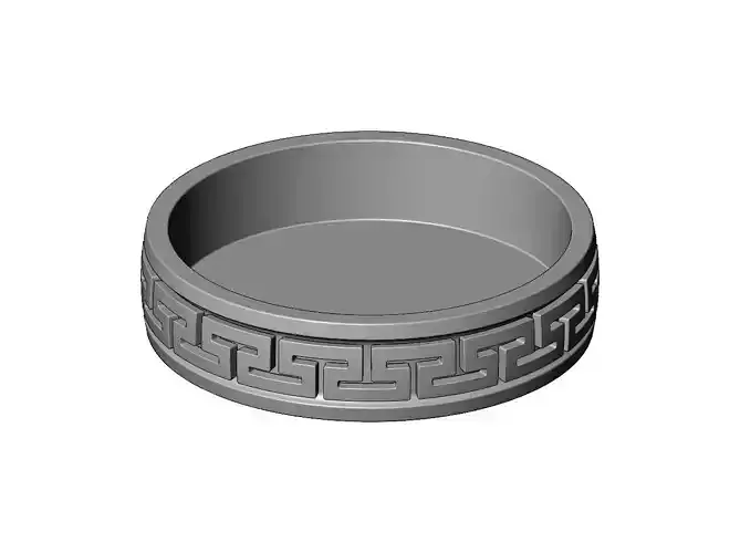 Greek key pattern carved dish and bowl 3D print model