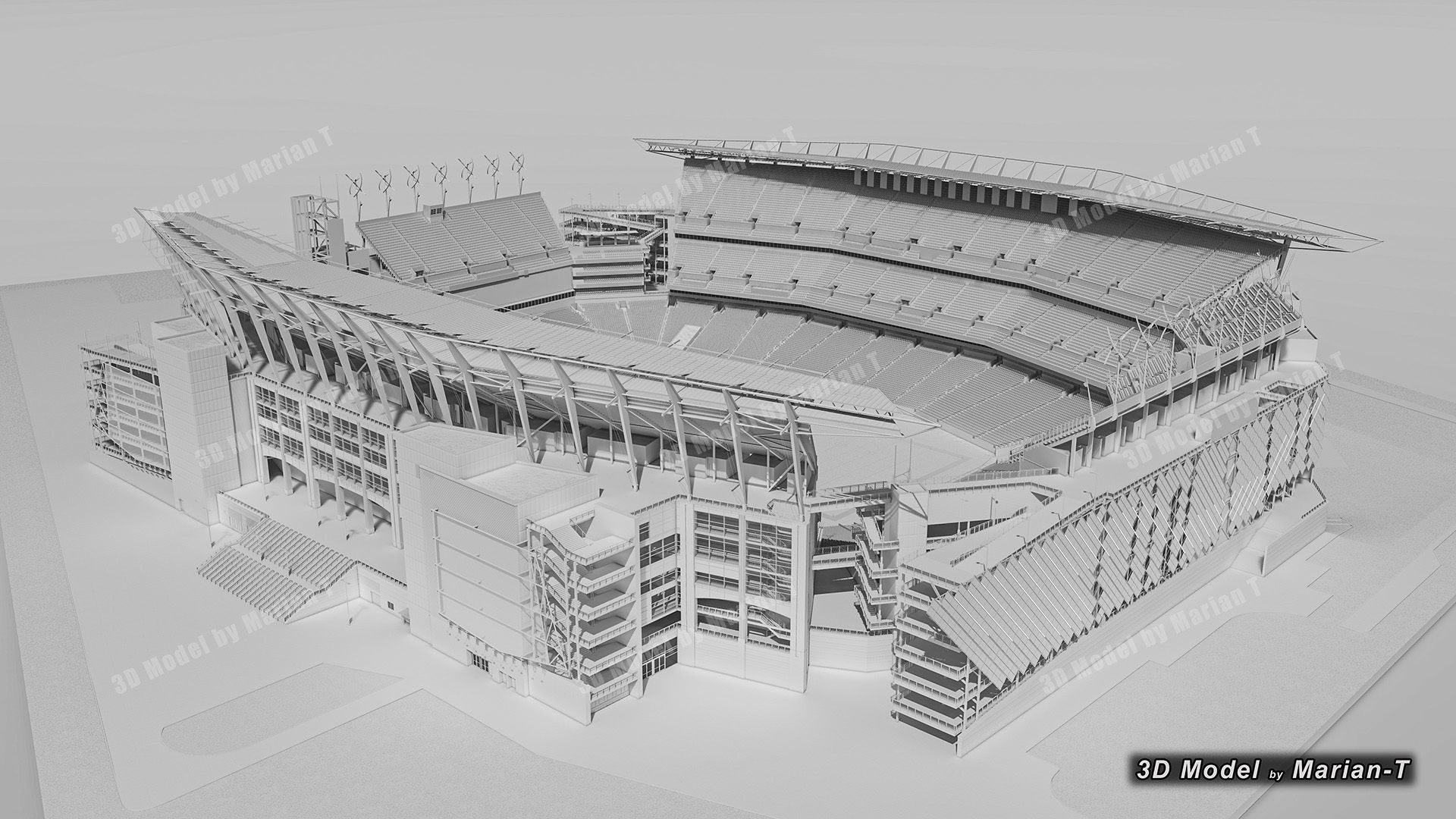 Lincoln Financial Field Stadium - Philadelphia USA  Low-poly 3D model_28