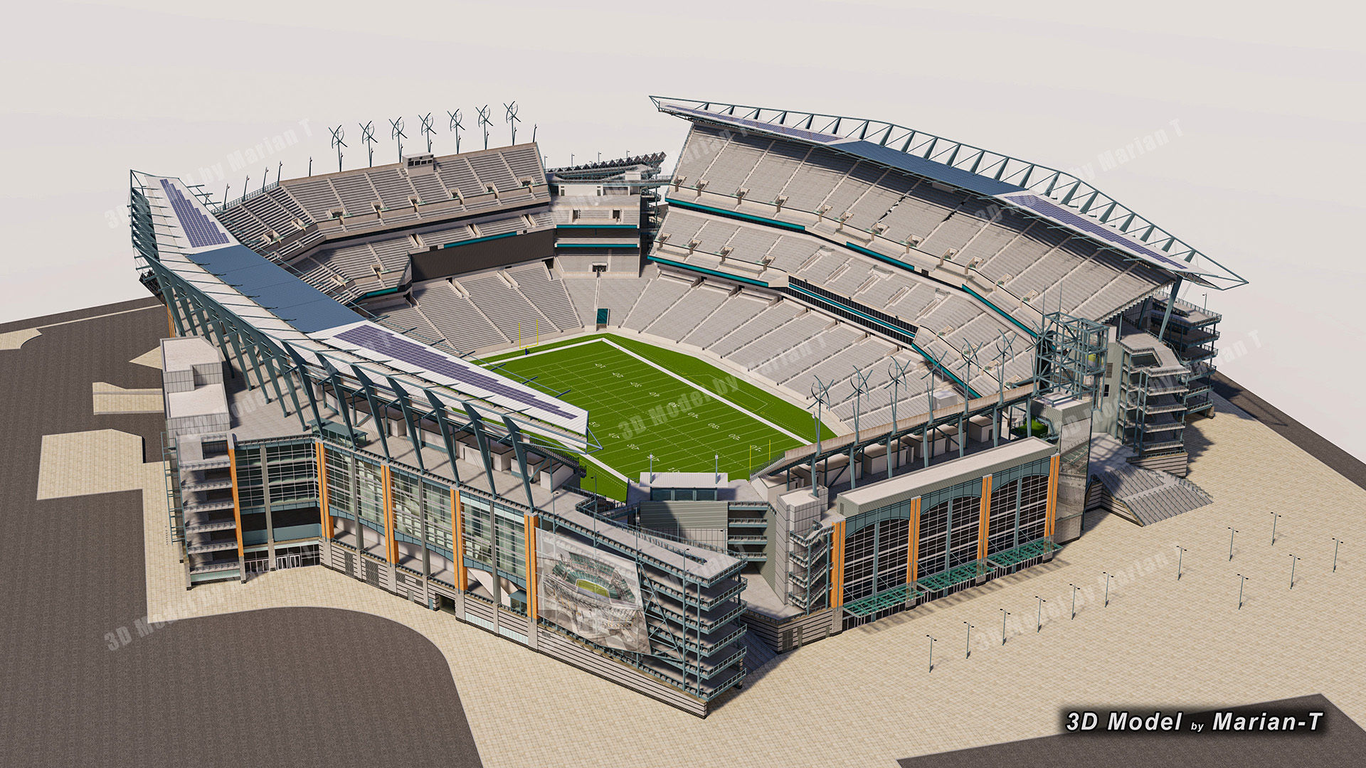 Lincoln Financial Field Stadium - Philadelphia USA  Low-poly 3D model_4