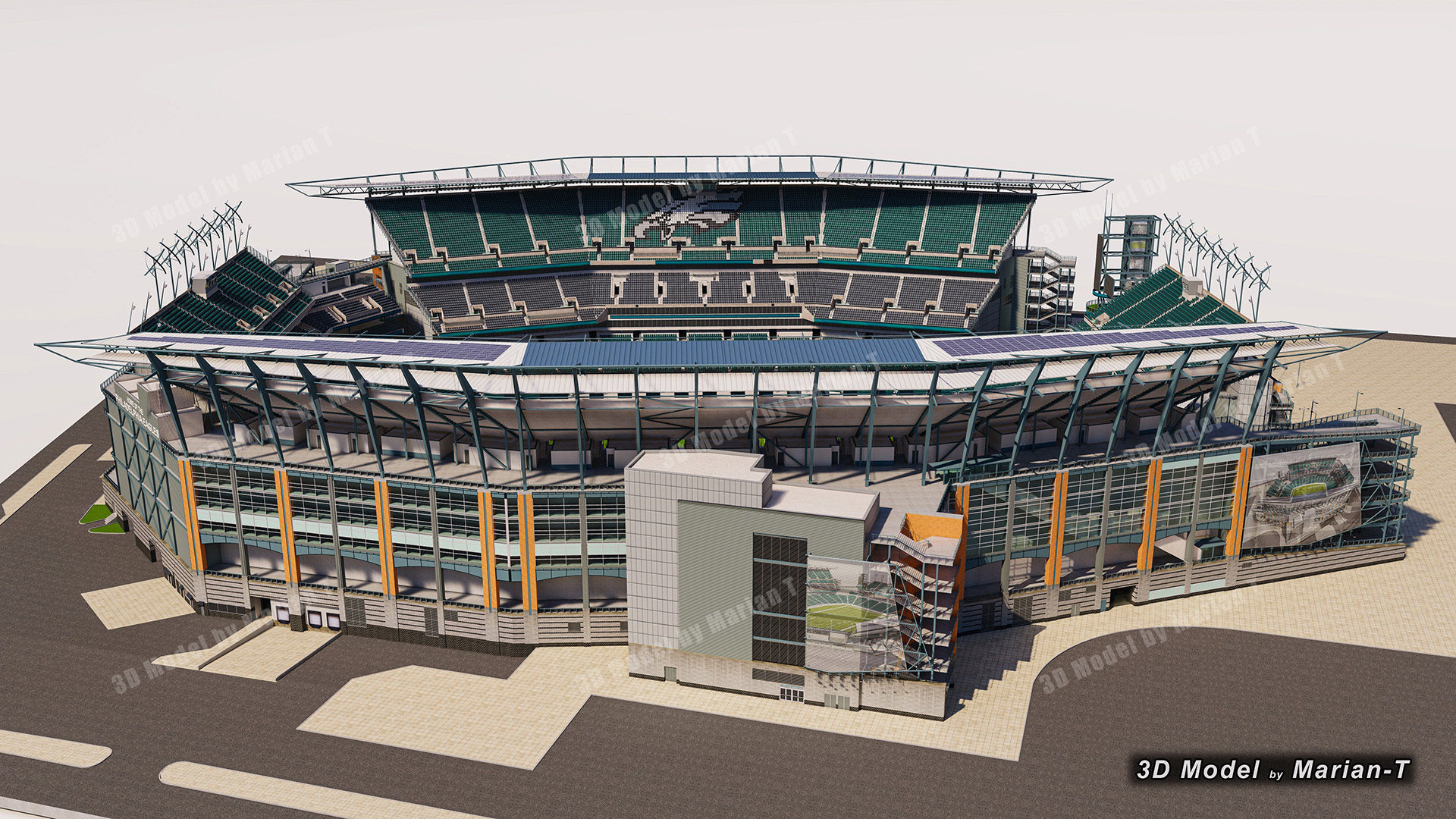 Lincoln Financial Field Stadium - Philadelphia USA  Low-poly 3D model_33