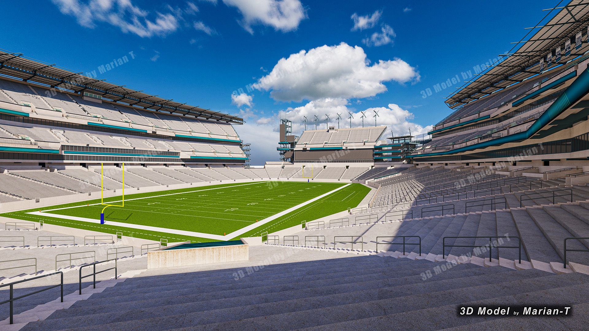 Lincoln Financial Field Stadium - Philadelphia USA  Low-poly 3D model_8