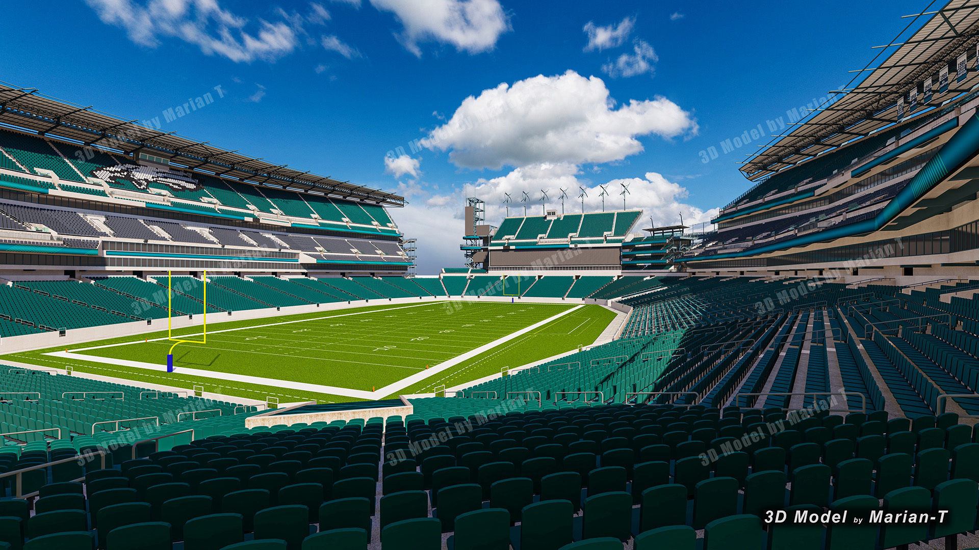 Lincoln Financial Field Stadium - Philadelphia USA  Low-poly 3D model_7