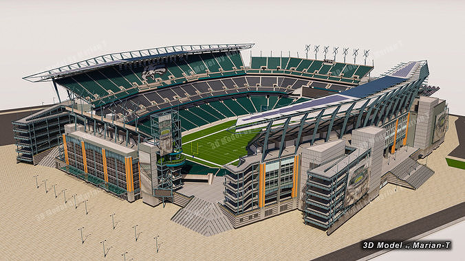 Lincoln Financial Field Stadium - Philadelphia USA  Low-poly 3D model