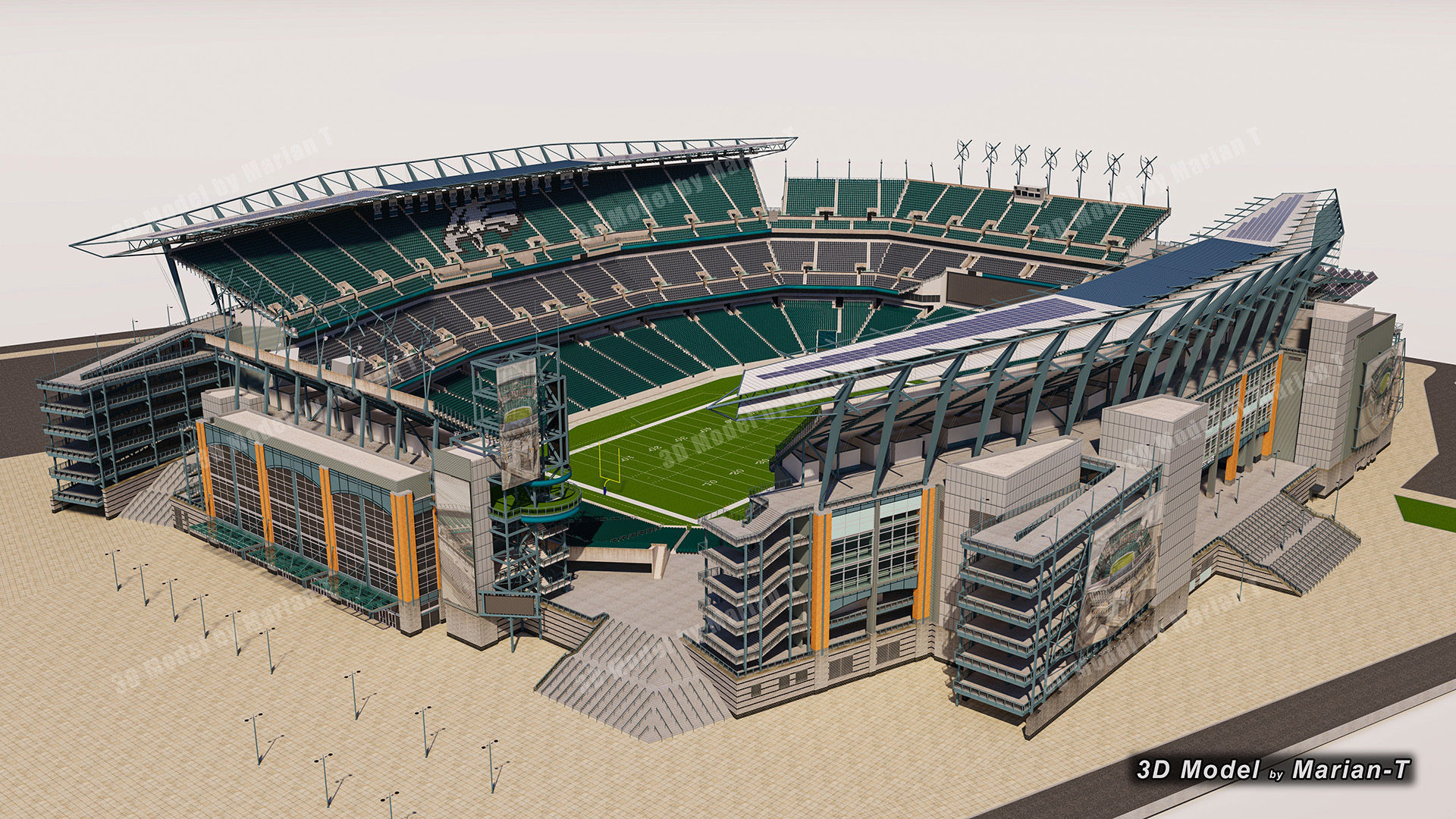 Lincoln Financial Field Stadium - Philadelphia USA  Low-poly 3D model_0
