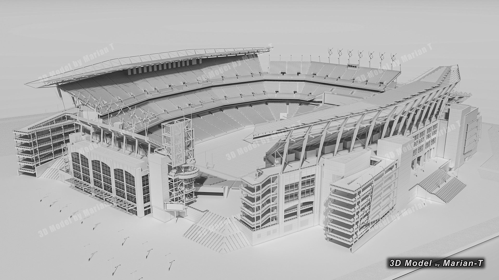 Lincoln Financial Field Stadium - Philadelphia USA  Low-poly 3D model_2