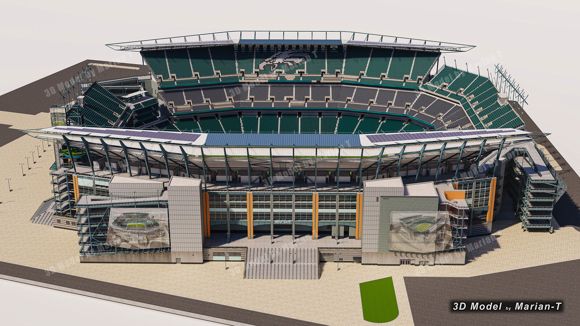 Lincoln Financial Field Stadium - Philadelphia USA  Low-poly 3D model_25