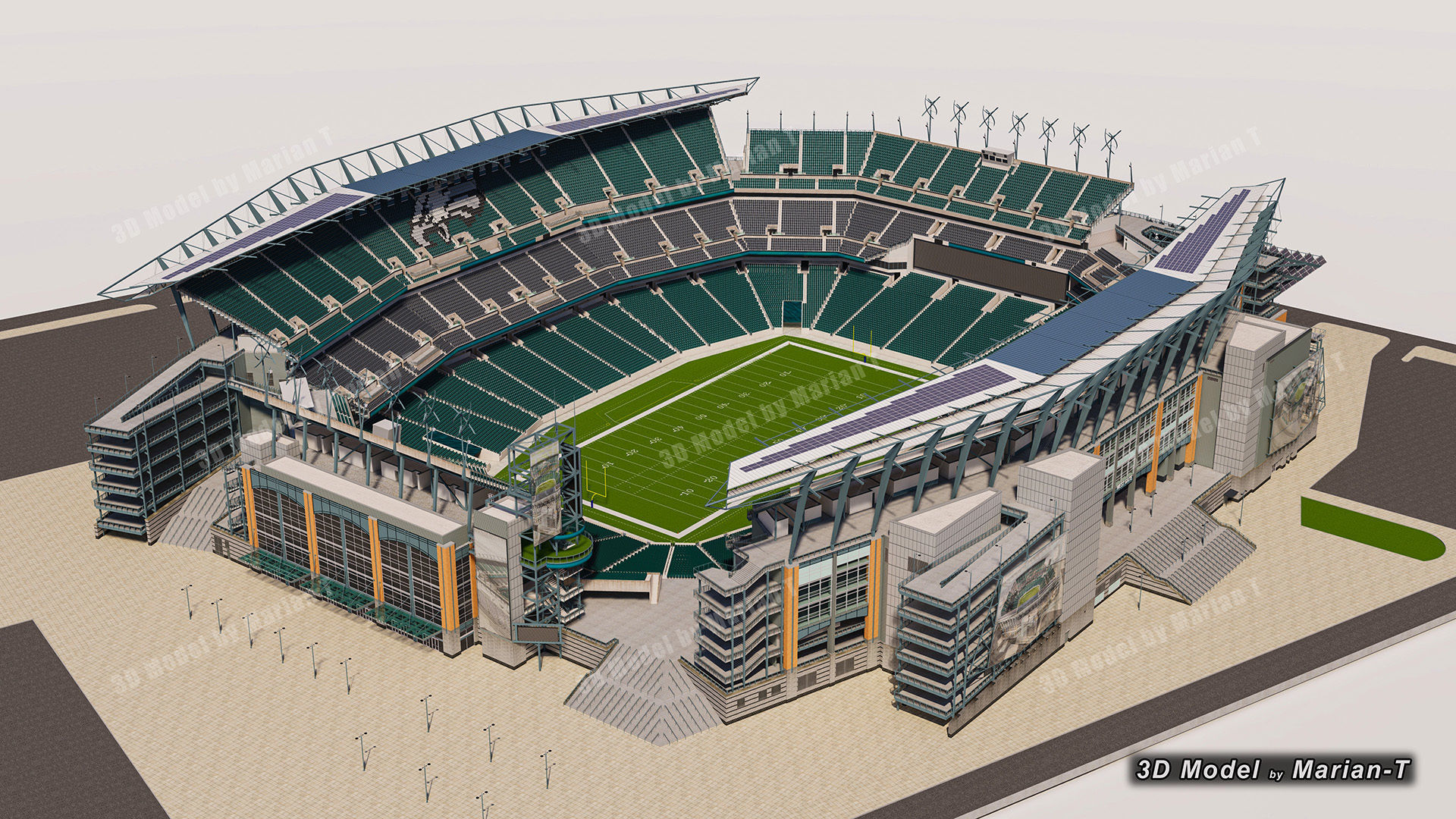 Lincoln Financial Field Stadium - Philadelphia USA  Low-poly 3D model_23