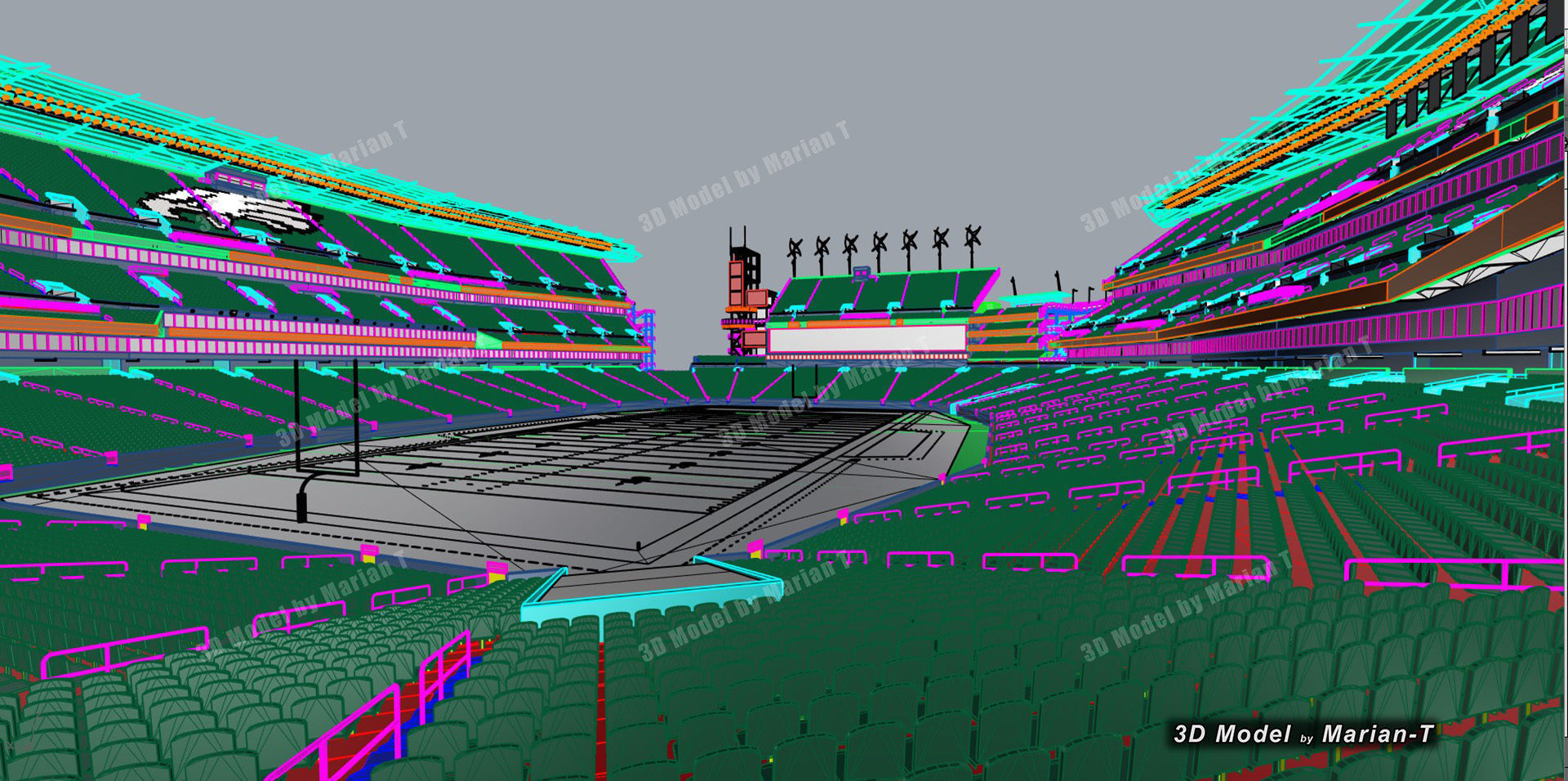 Lincoln Financial Field Stadium - Philadelphia USA  Low-poly 3D model_10