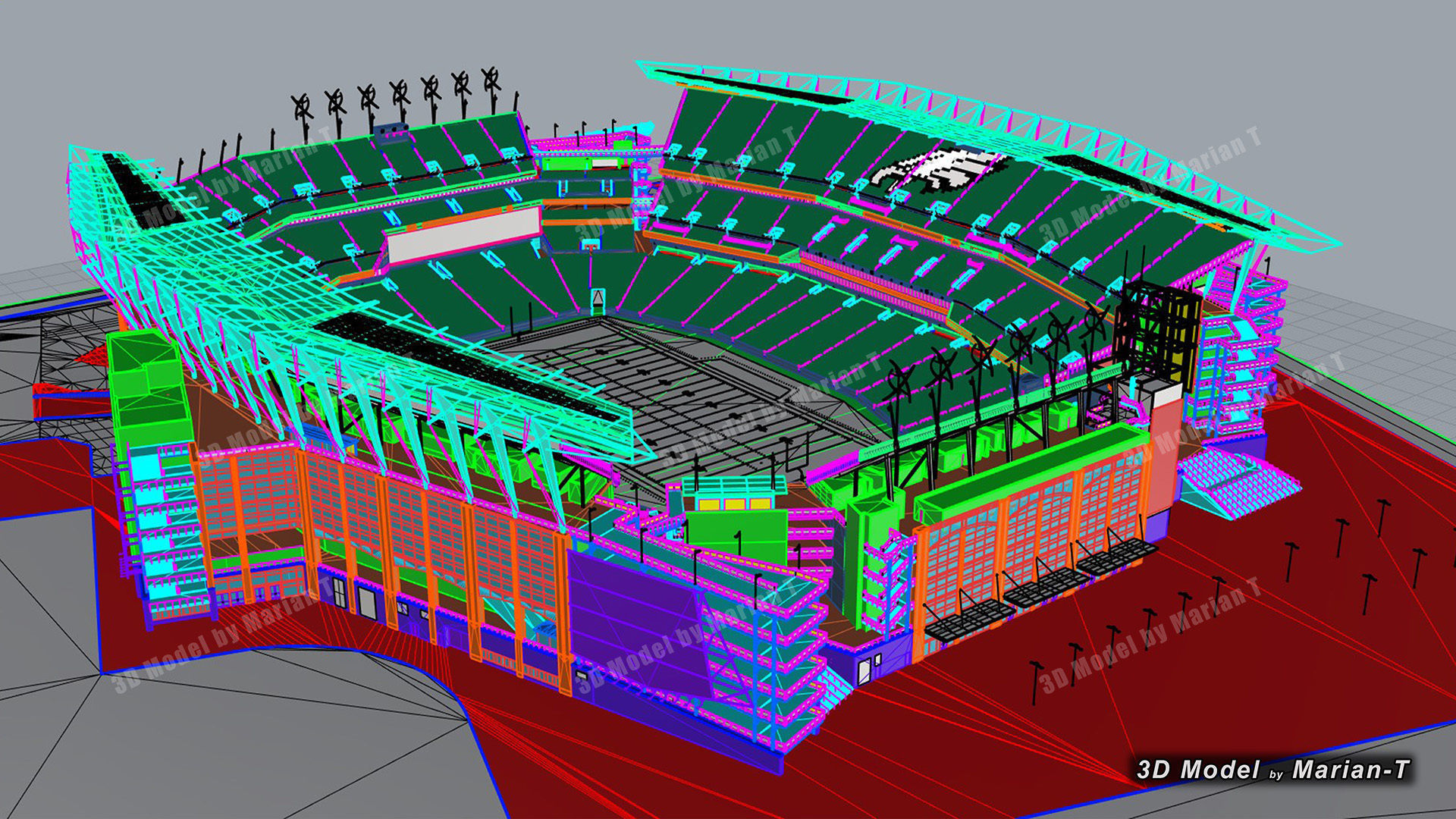 Lincoln Financial Field Stadium - Philadelphia USA  Low-poly 3D model_6