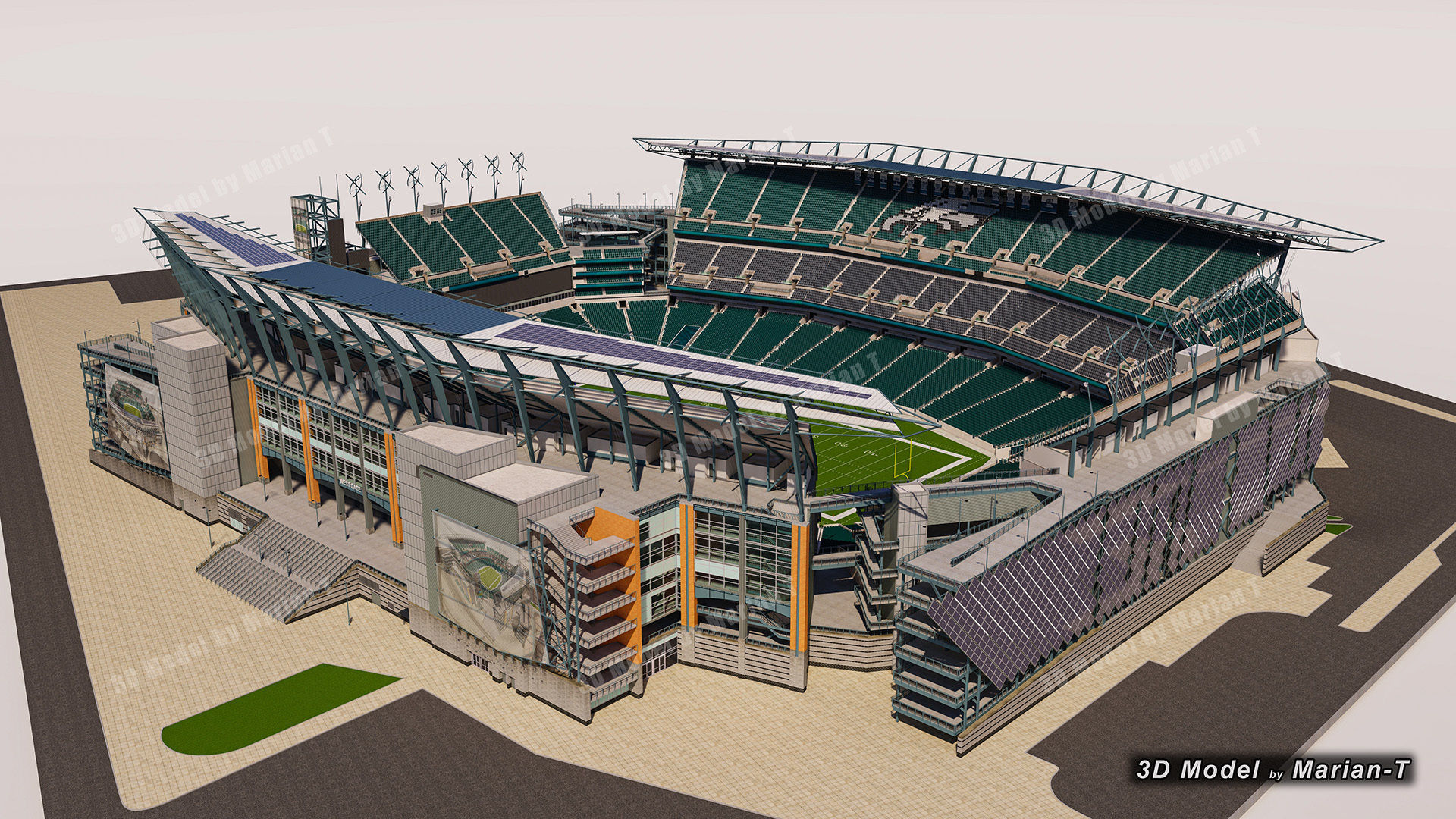 Lincoln Financial Field Stadium - Philadelphia USA  Low-poly 3D model_27
