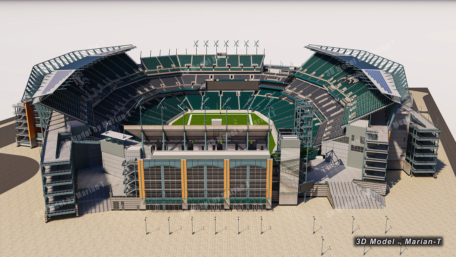 Lincoln Financial Field Stadium - Philadelphia USA  Low-poly 3D model_37
