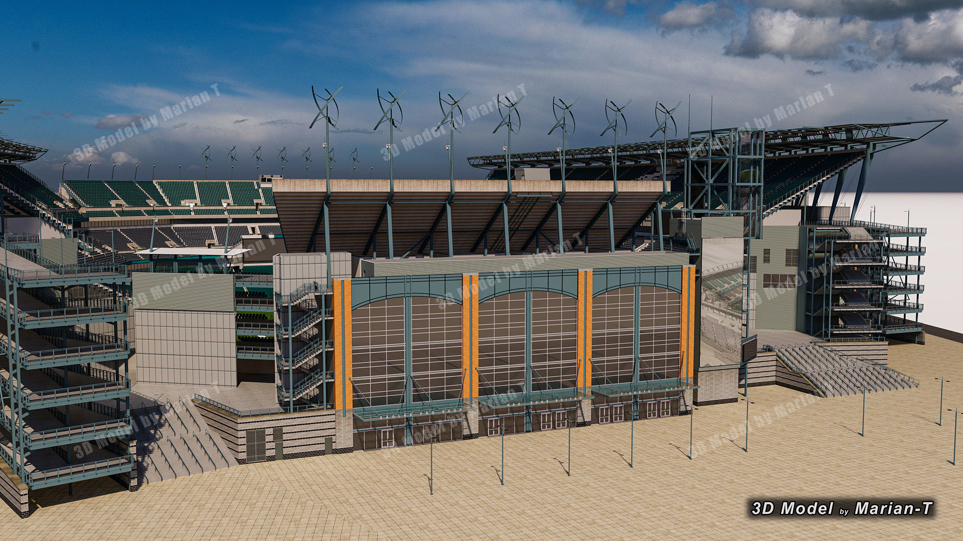 Lincoln Financial Field Stadium - Philadelphia USA  Low-poly 3D model_51
