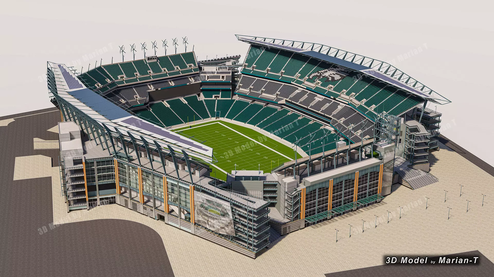 Lincoln Financial Field Stadium - Philadelphia USA  Low-poly 3D model_3