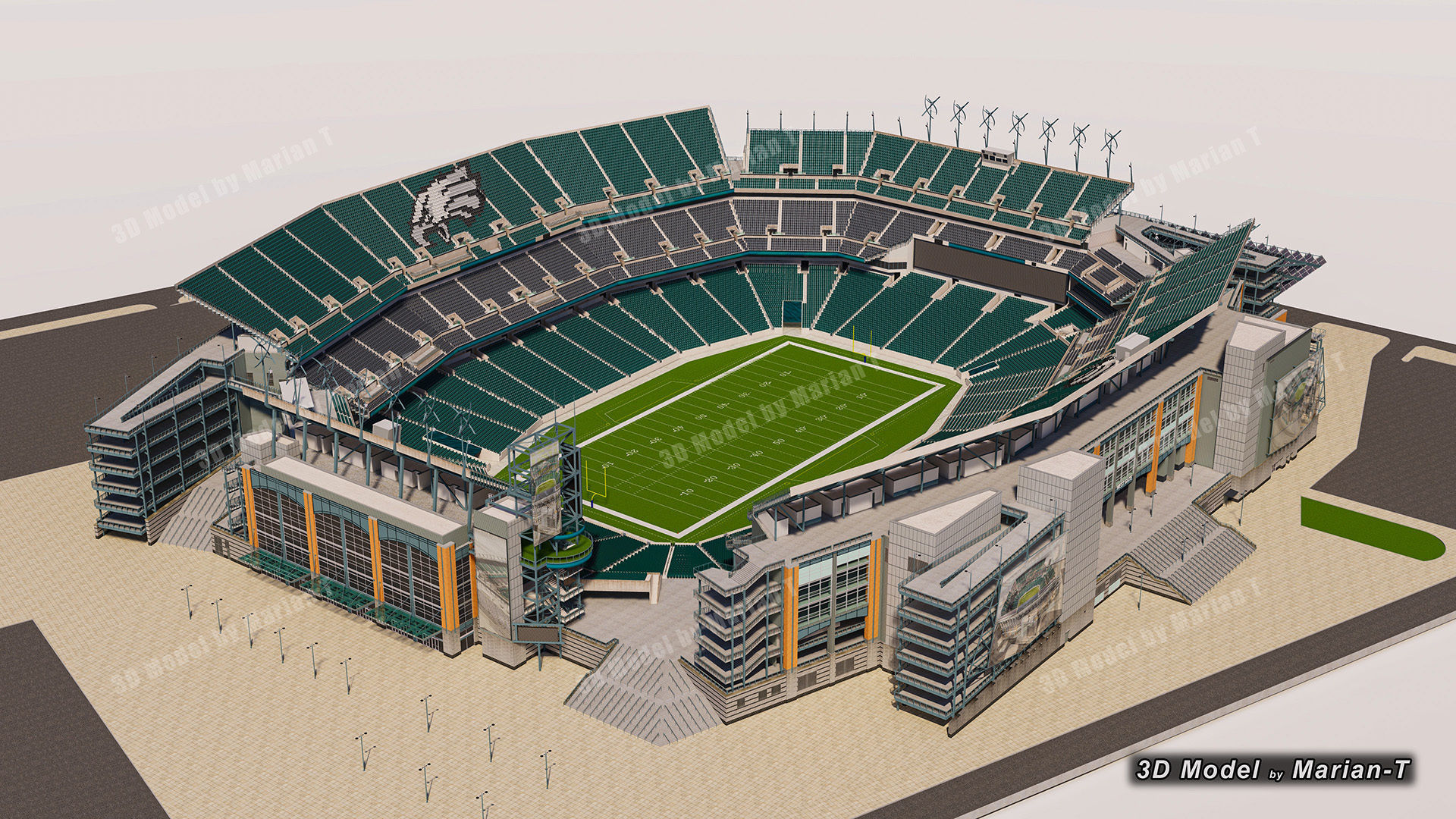 Lincoln Financial Field Stadium - Philadelphia USA  Low-poly 3D model_22
