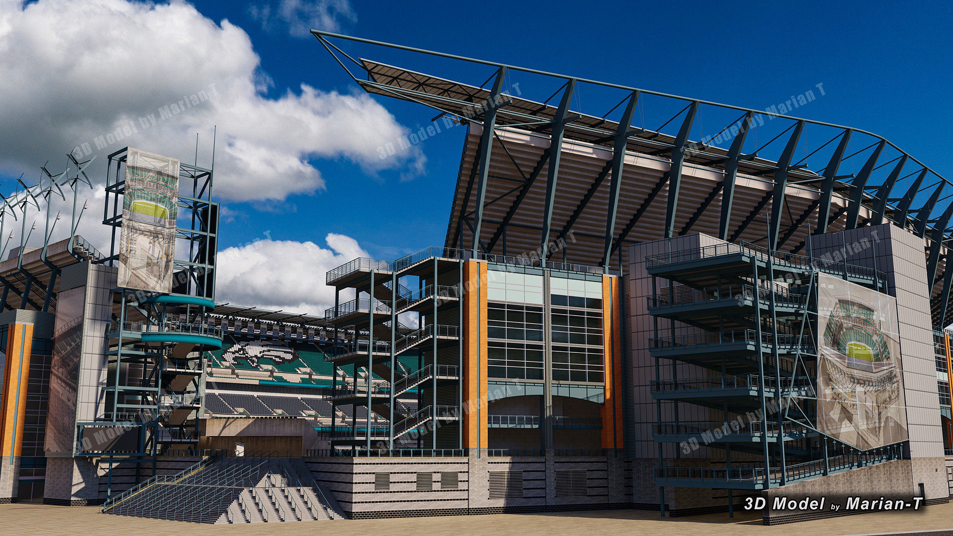 Lincoln Financial Field Stadium - Philadelphia USA  Low-poly 3D model_47