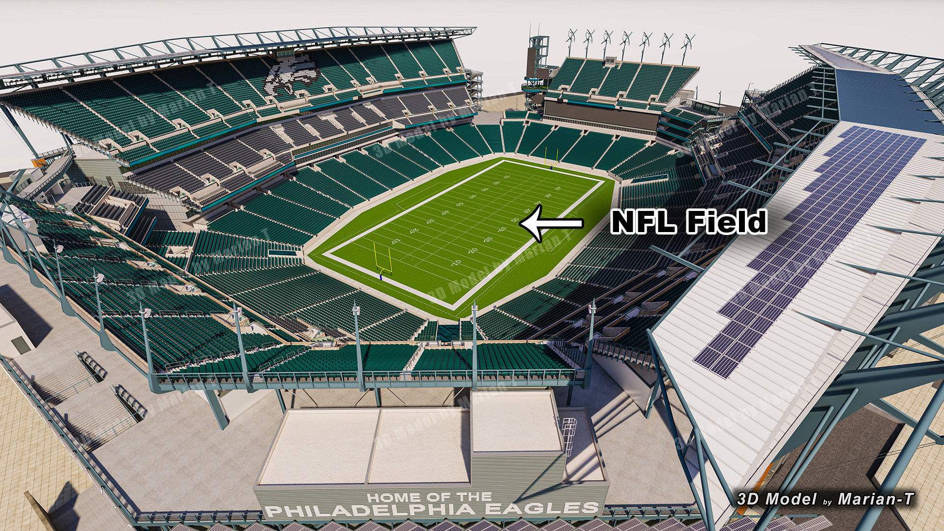 Lincoln Financial Field Stadium - Philadelphia USA  Low-poly 3D model_12