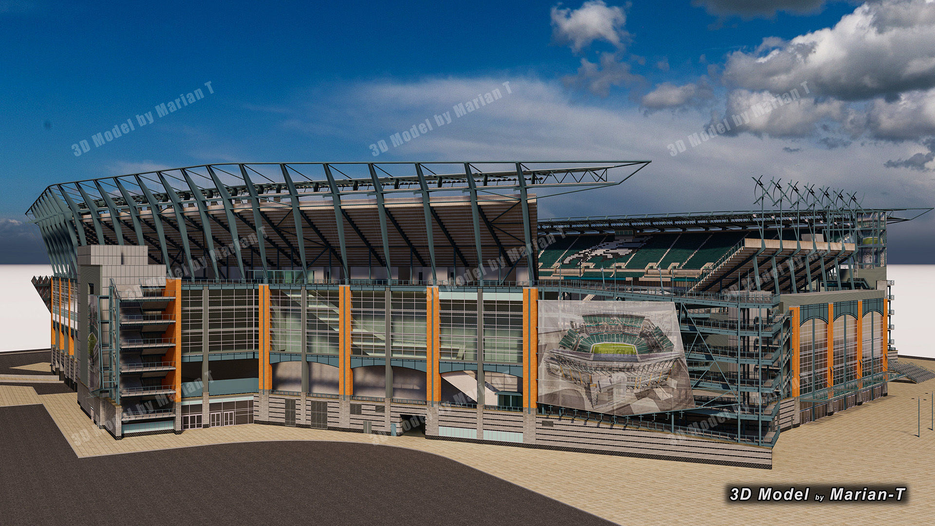 Lincoln Financial Field Stadium - Philadelphia USA  Low-poly 3D model_53