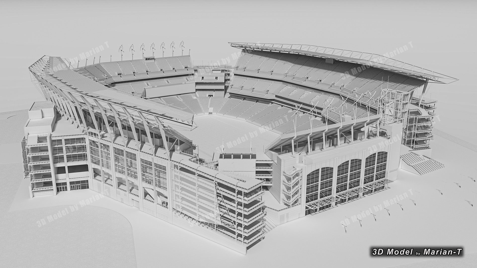 Lincoln Financial Field Stadium - Philadelphia USA  Low-poly 3D model_36