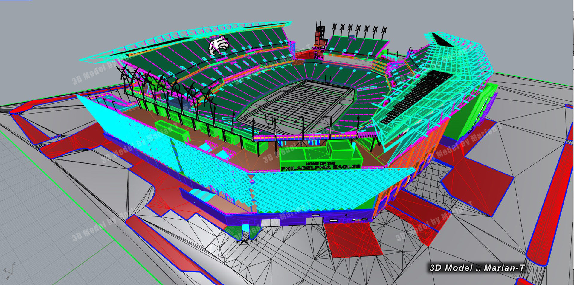 Lincoln Financial Field Stadium - Philadelphia USA  Low-poly 3D model_14