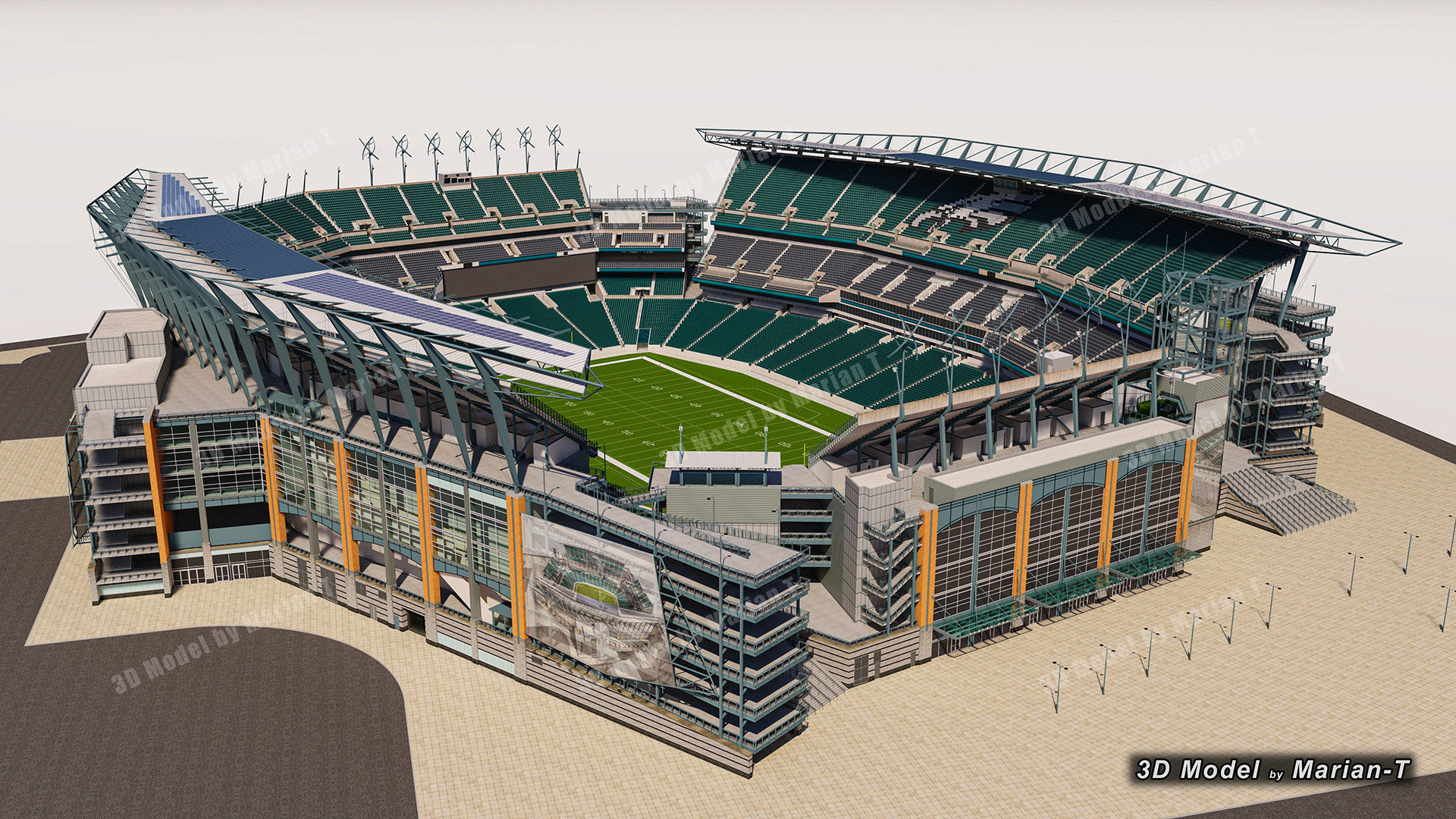 Lincoln Financial Field Stadium - Philadelphia USA  Low-poly 3D model_35