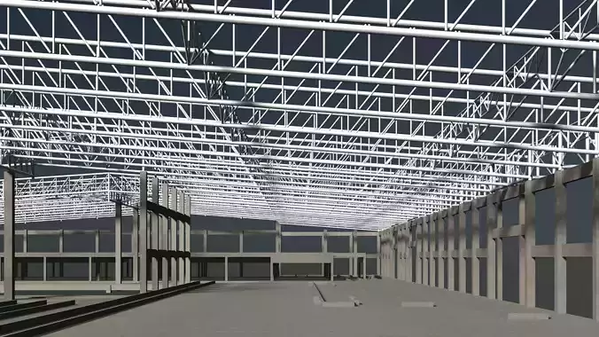 Factory in structure frame 3D model