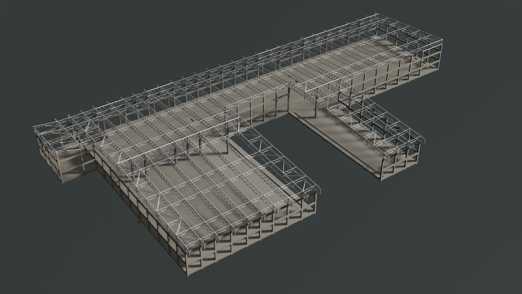 Factory in structure frame 3D model_7