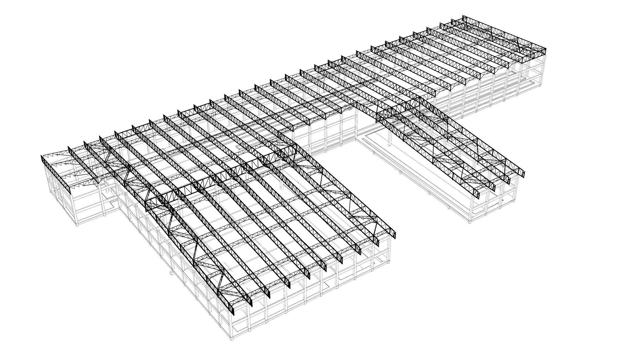 Factory in structure frame 3D model_14