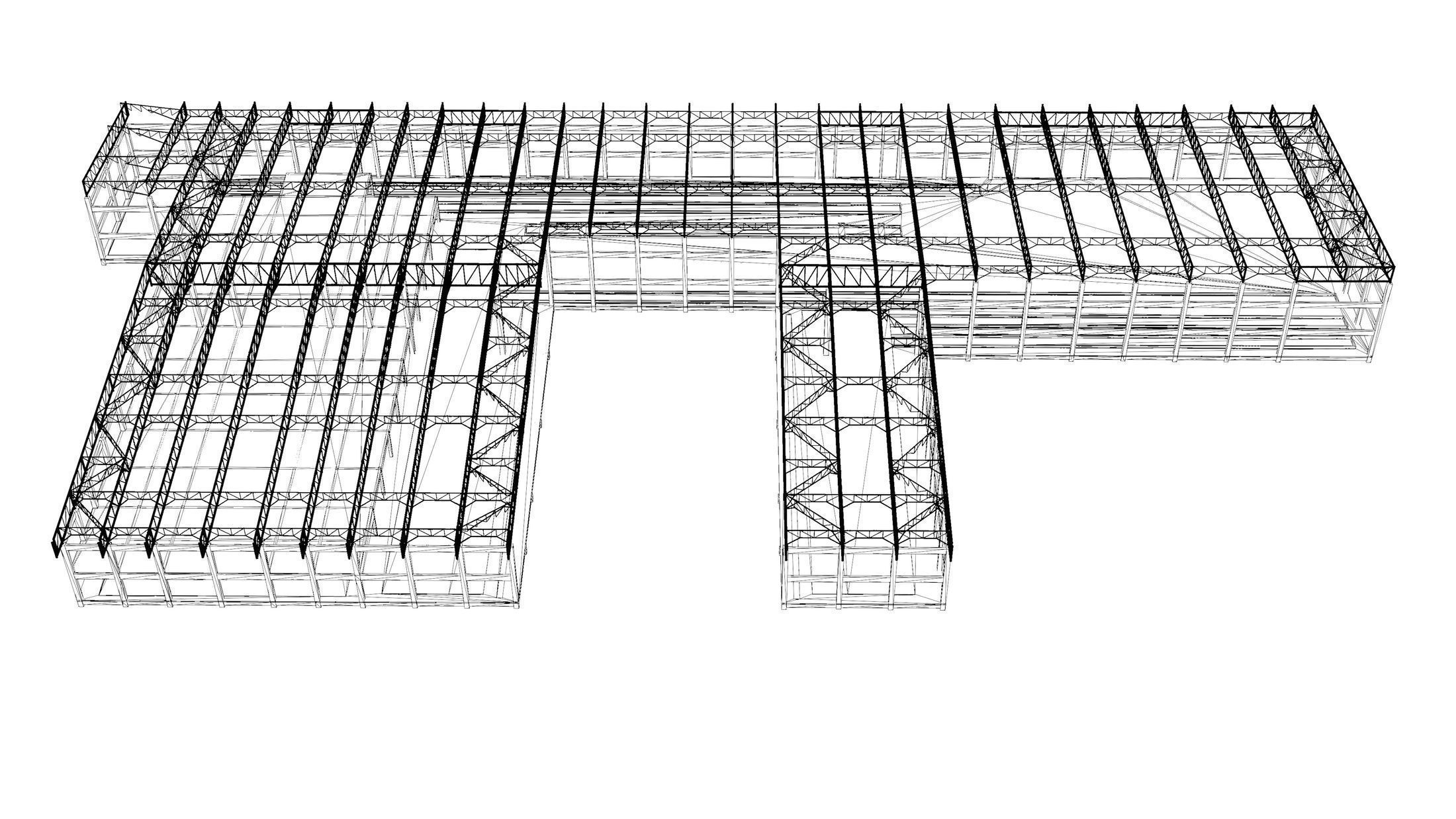 Factory in structure frame 3D model_11