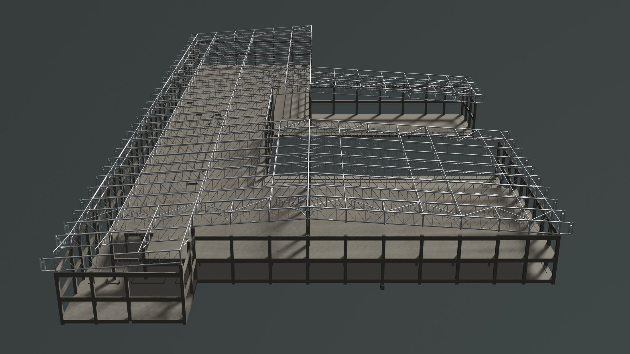 Factory in structure frame 3D model_3