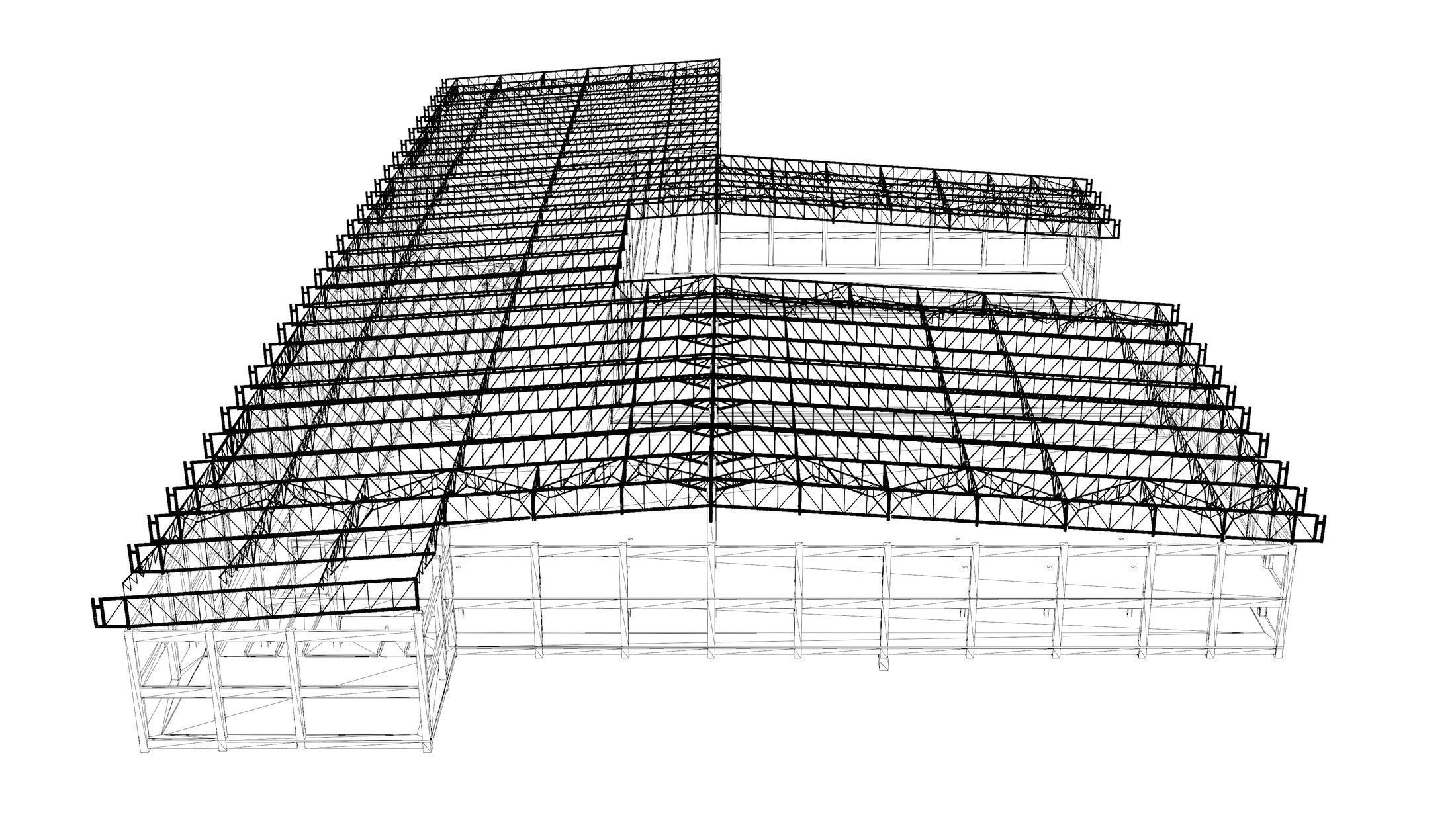 Factory in structure frame 3D model_10