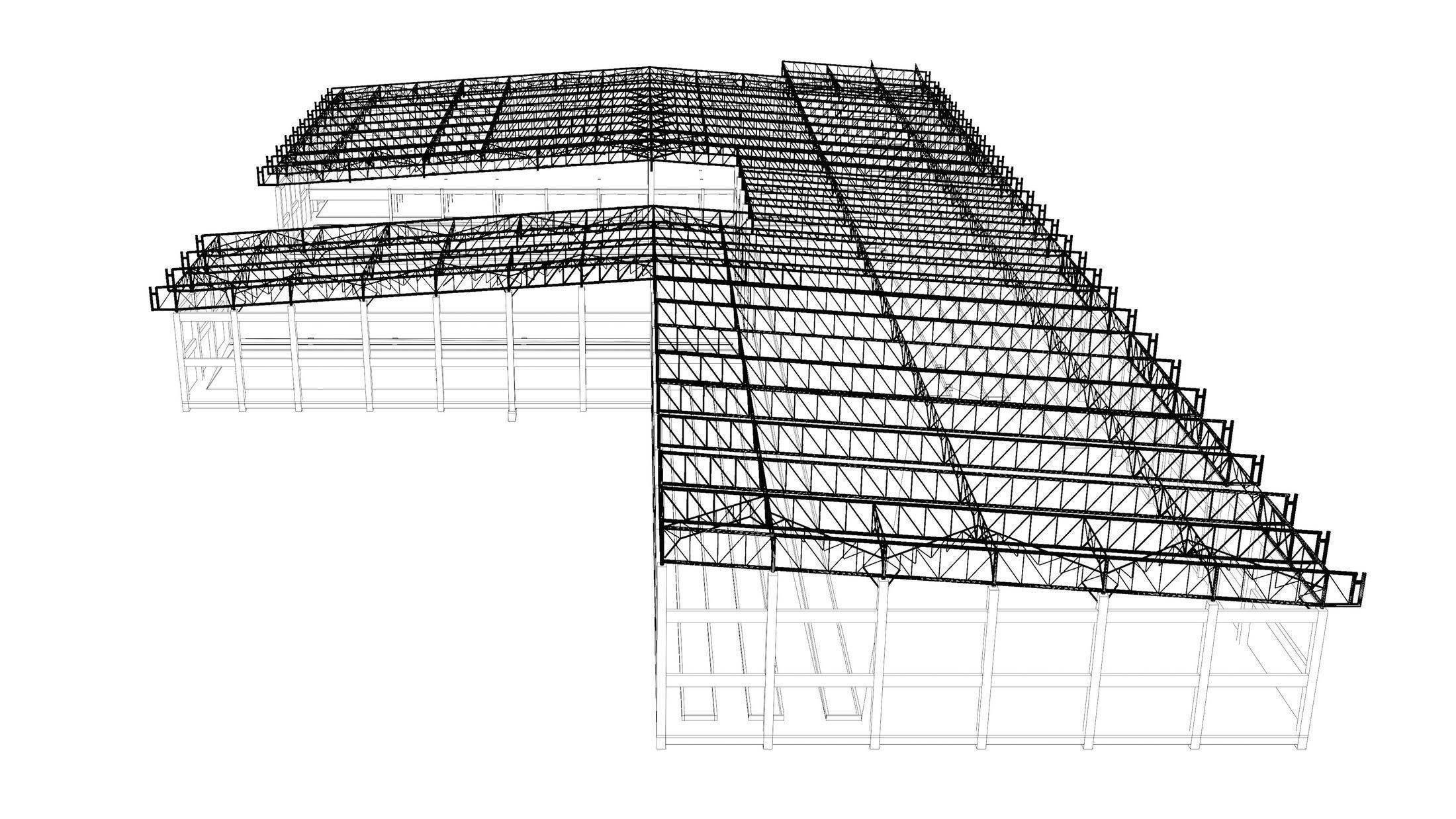 Factory in structure frame 3D model_12