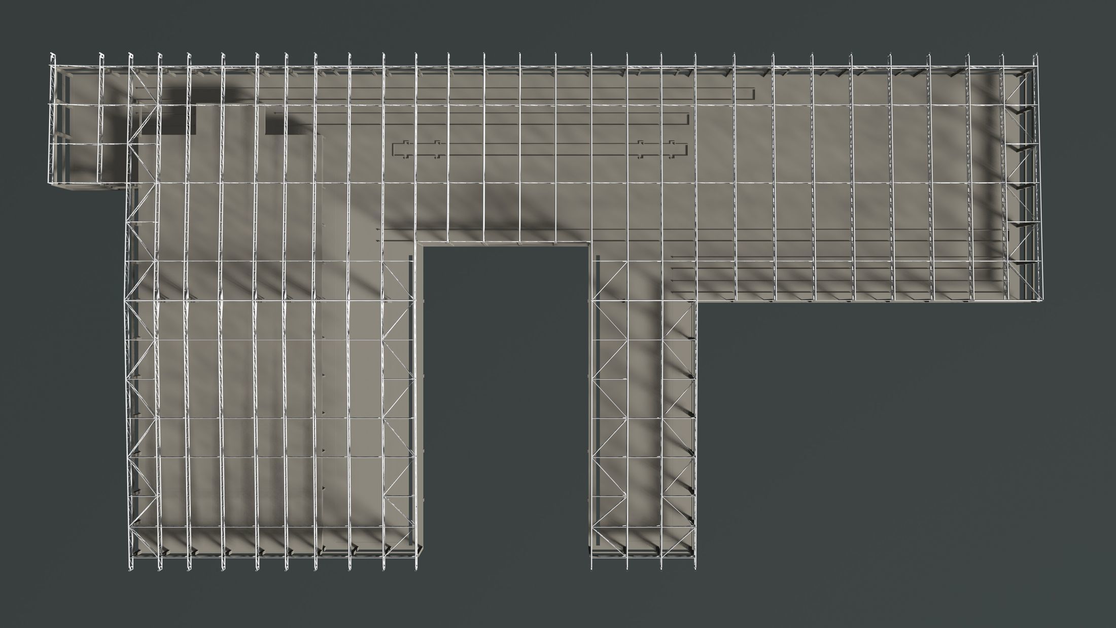 Factory in structure frame 3D model_1