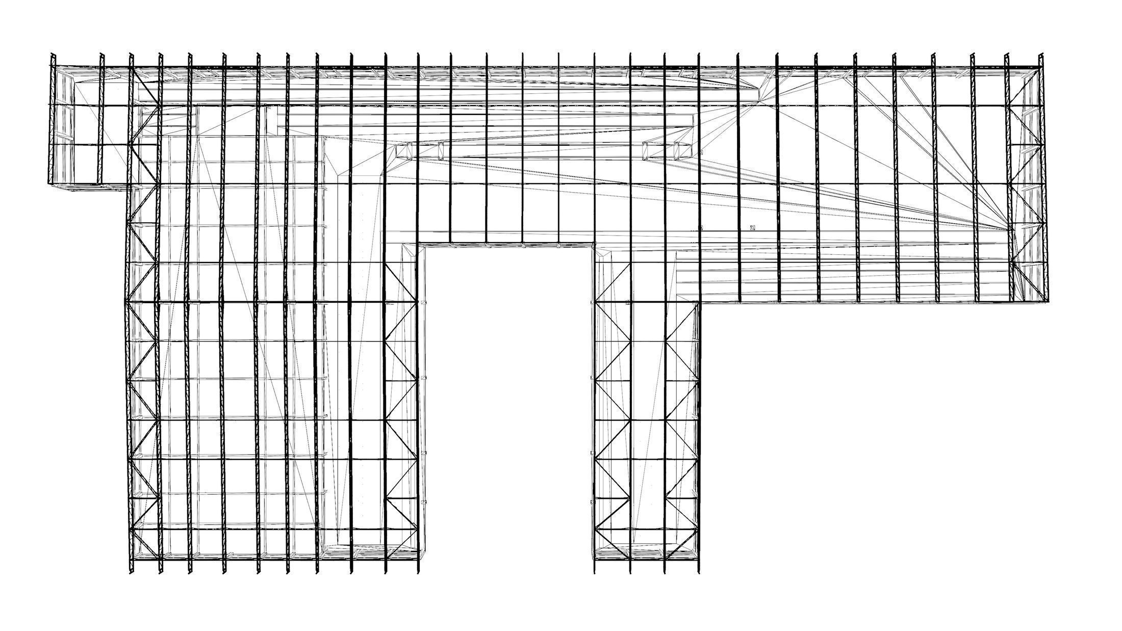 Factory in structure frame 3D model_8