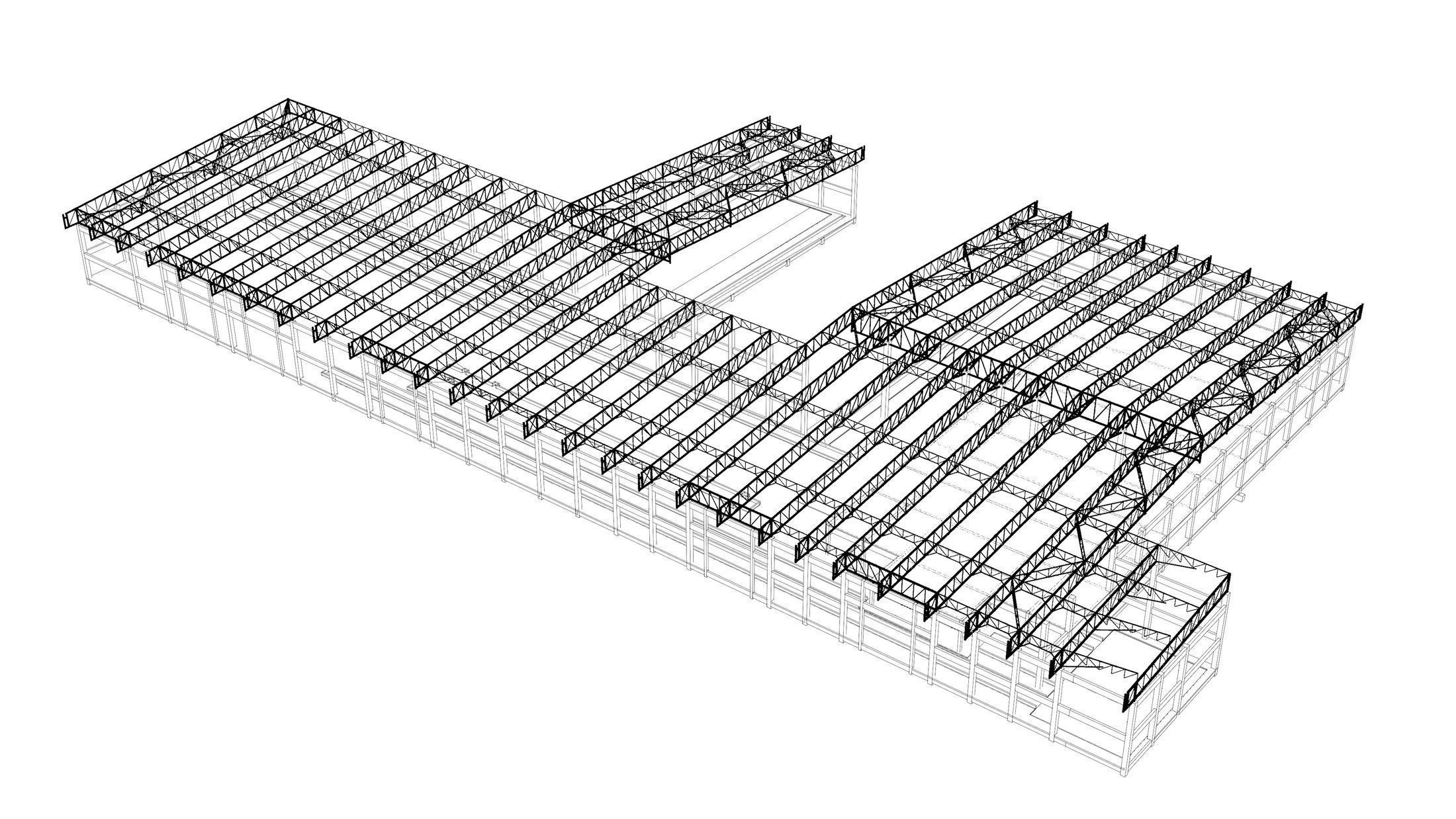 Factory in structure frame 3D model_13