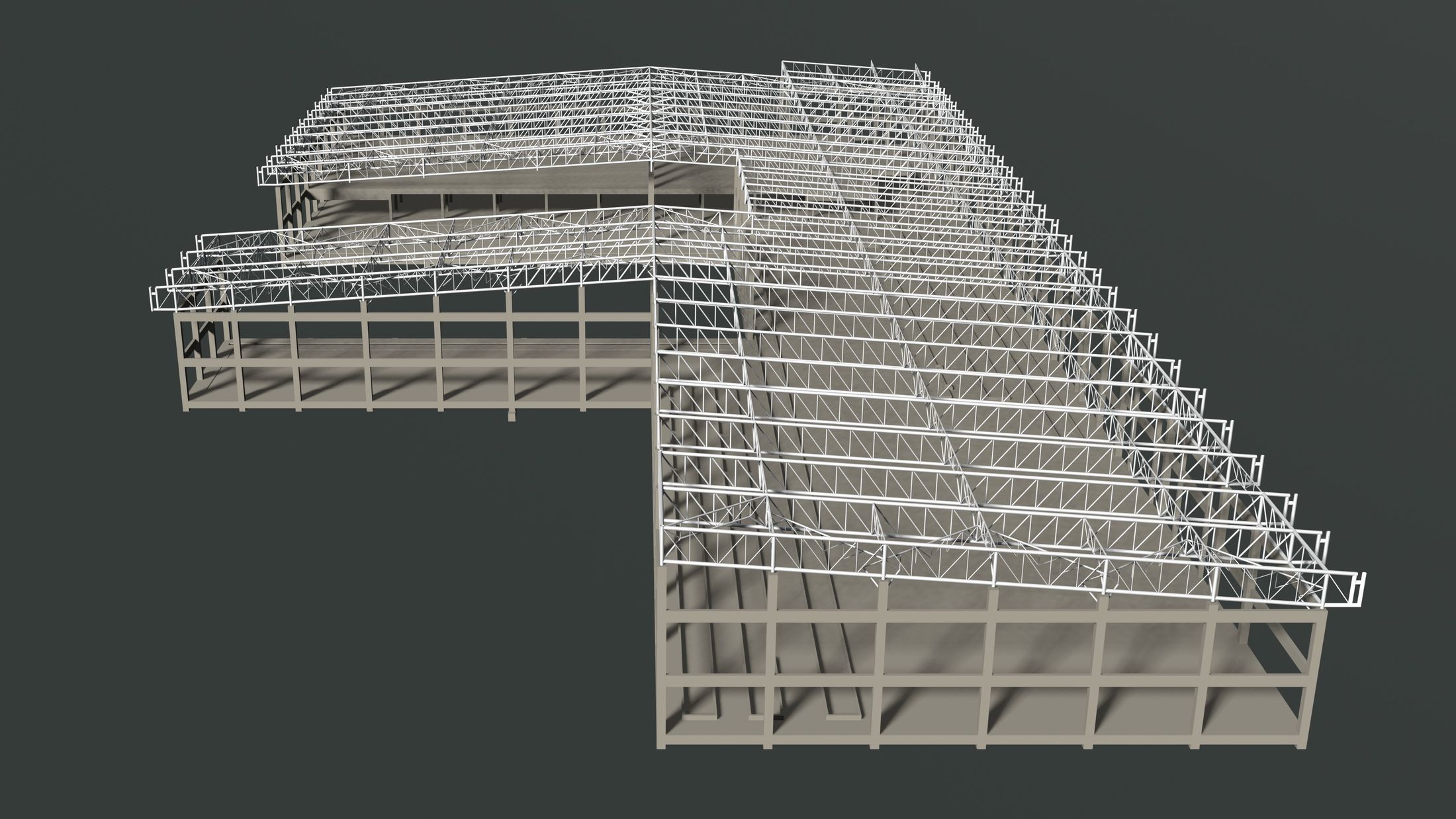 Factory in structure frame 3D model_5