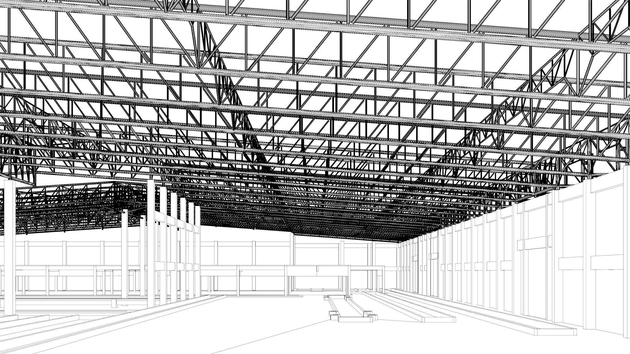 Factory in structure frame 3D model_15