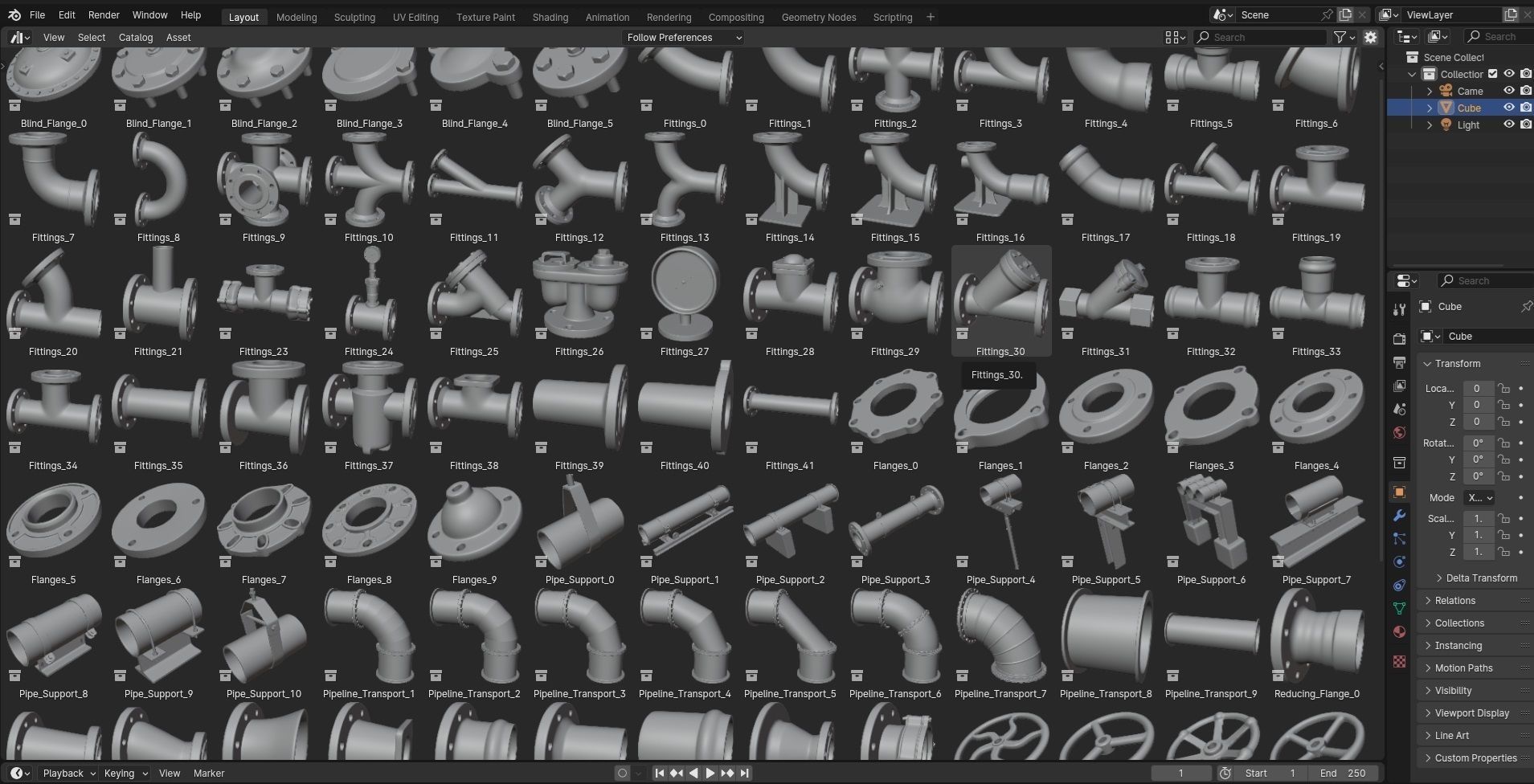 110 Pipe Fitting Basemesh Low-poly 3D model_2