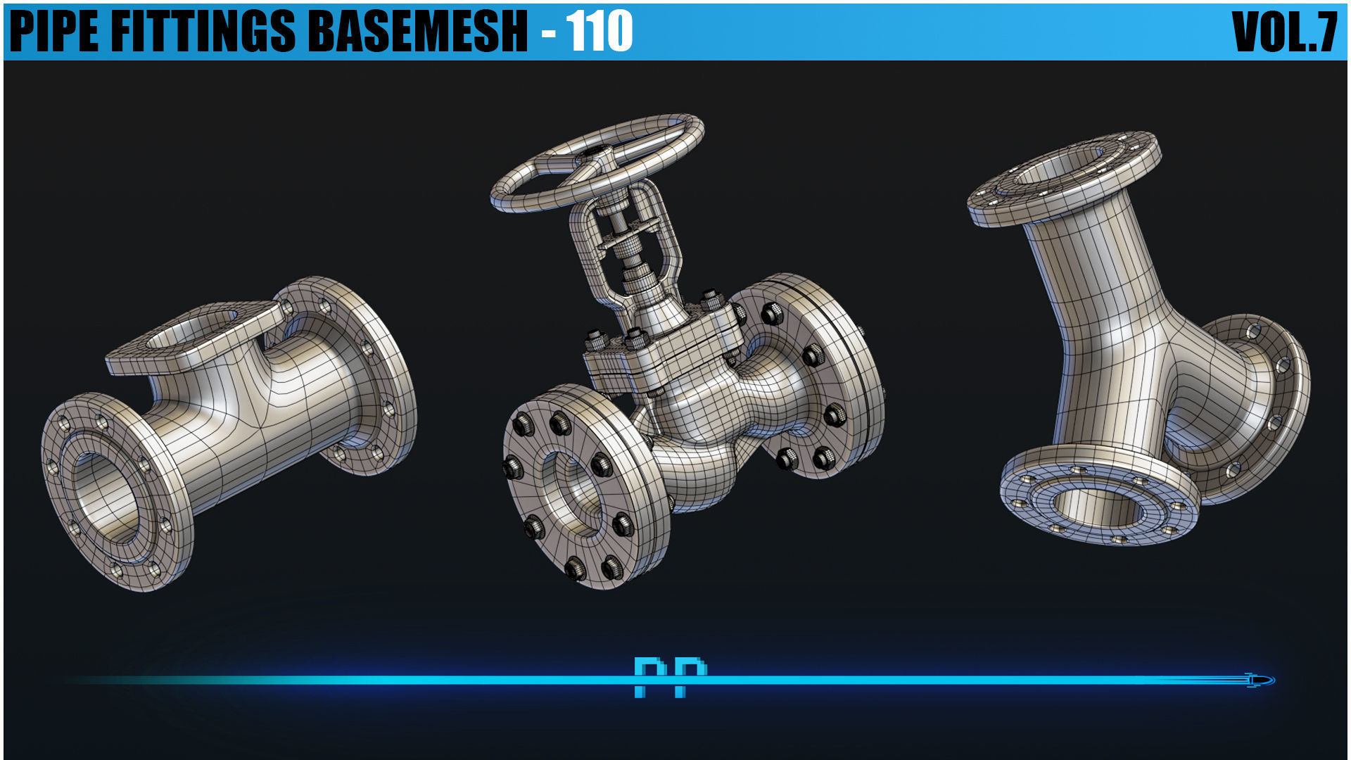 110 Pipe Fitting Basemesh Low-poly 3D model_1