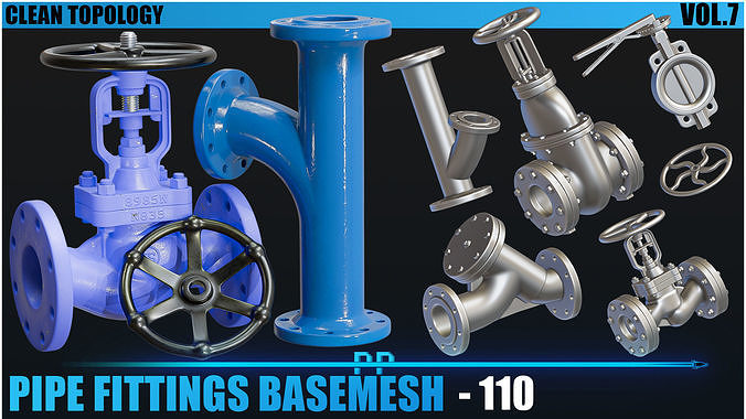 110 Pipe Fitting Basemesh Low-poly 3D model