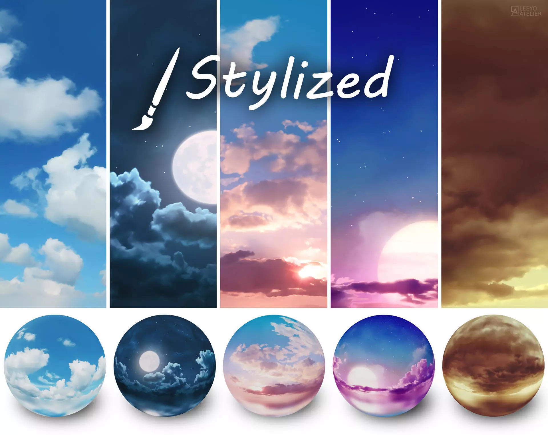 Skies 2 - Stylized - Panoramas 360 degree Texture_0